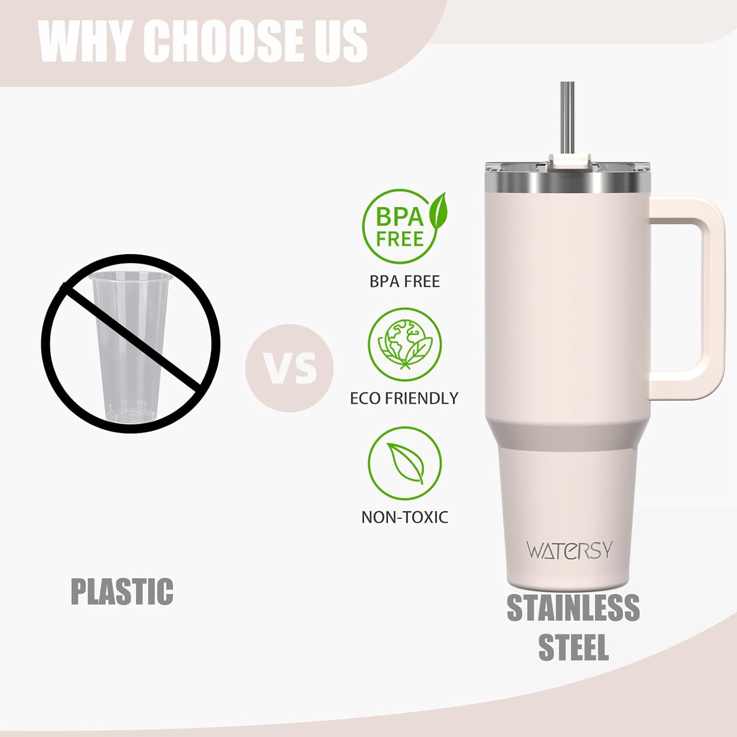 40 oz Tumbler with Handle,Tumbler with Lid and Straw,Double Wall Insulated Cup Stainless Steel Travel Mug(Cold for 34 Hours),Water Bottle for Iced Tea,Coffee,Cold Beverages(Ivory Beige) - Image 9