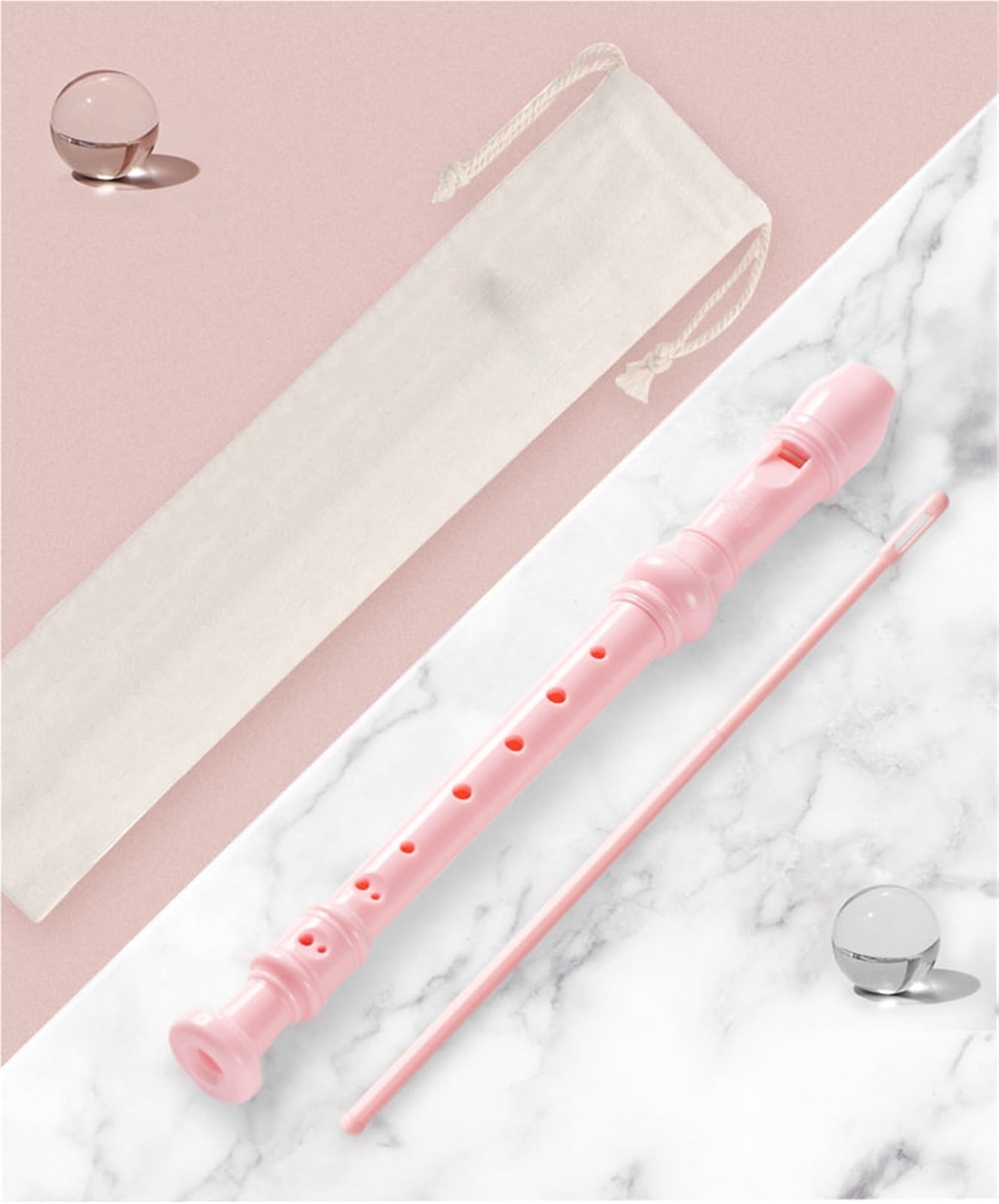 Flauta Dulce Profesional Flauta Dulce Soprano De 8 Agujeros (digitación Alemana) Ideal Para Adultos Principiantes(Pink)