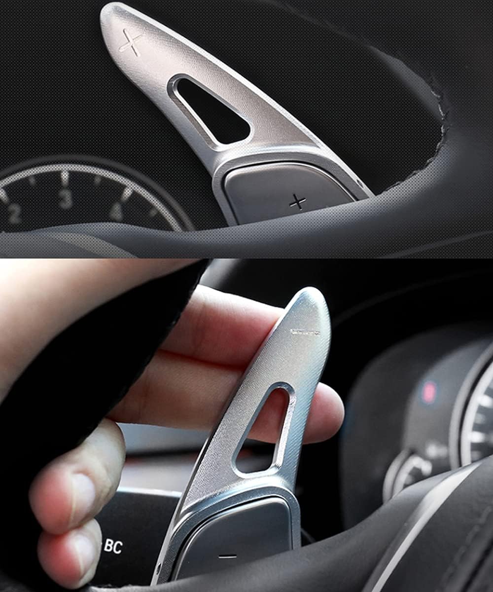 HIBEYO 2PCS Steering Wheel Paddle Shifter Extension Covers for BMW 5er G30 G31 G38 7er G11 G12 3er G20 X3 G01 X4 G02 X5 G05 6er G32 GT Car Accessories Sports Paddle Shift Sliver