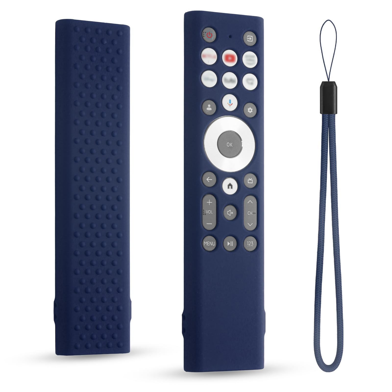 Silicone Cover Compatible with Hisense U7 U8 U9 Series Smart 4k Tv Remote Erf6a80v Anti-Slip Protective Case with Lanyard (Dark Blue)