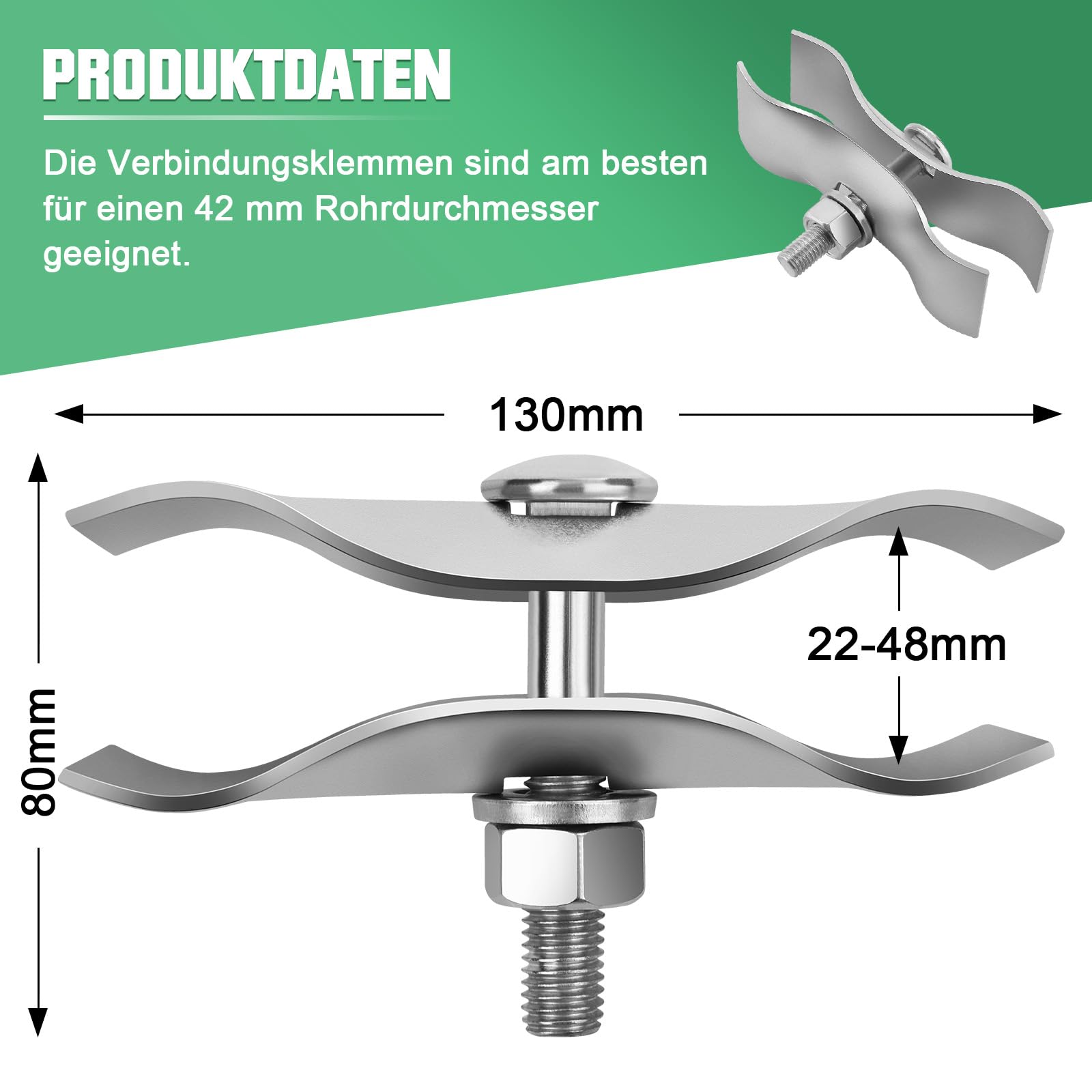 20 Stück Bauzaun Verbindungsschelle 42 x 42mm, Mobilzaun Verbinder Schelle Baustellenzaun aus Metall