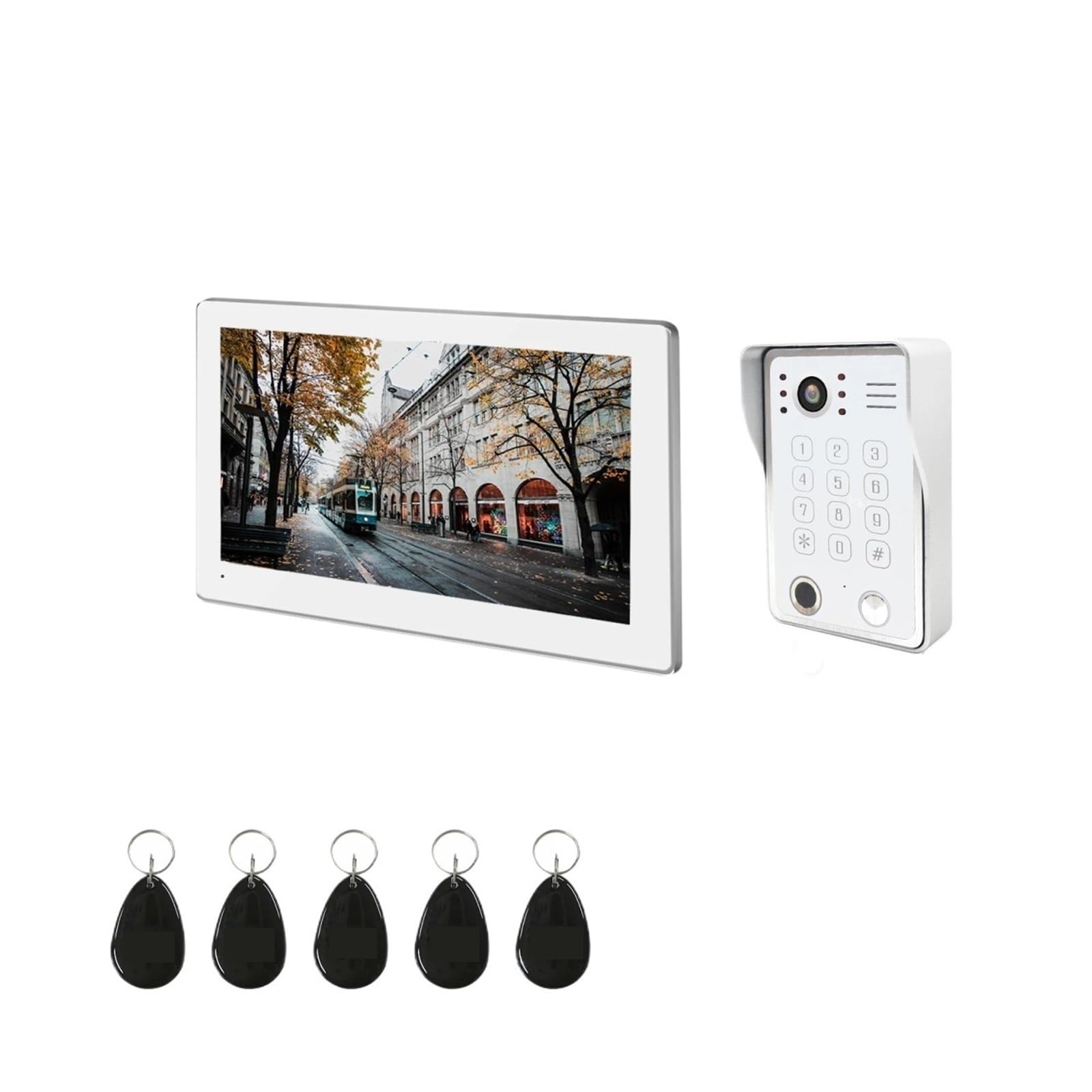 HVSYVVSRL Video Intercom 7/10 Inch Doorphone Touch Screen With Wired Doorbell 1080P 148° APP Password Fingerprint Card Swipe Monitor Two Way Audio(7inch 94218W)