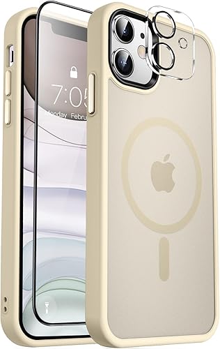 Vista 379 de MOCCA - Funda magnética resistente para iPhone 11 de 6.1 pulgadas, compatible con MagSafe, protector de pantalla de vidrio + protector de lente