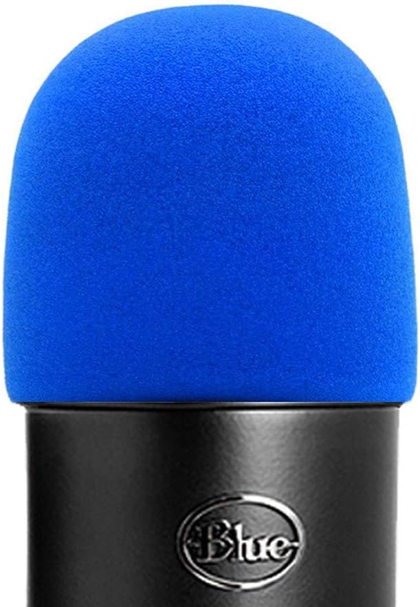Foam Microphone Windscreen- Aedor Quality Sponge Mic Cover as a pop filter for Blue Yeti, Yeti Pro Condenser Microphones (Blue)