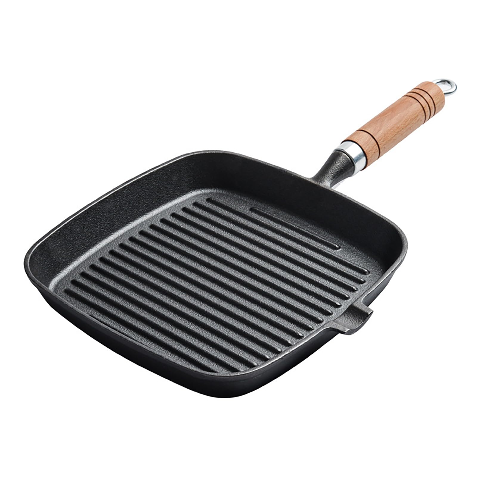 HYPIQQ Frying Pan Cast Iron Griddle Pan, Pre-Seasoned Non-Stick Pan for All Hob Types,Griddle Pan for Induction & Gas Hobs.,Black,24cm