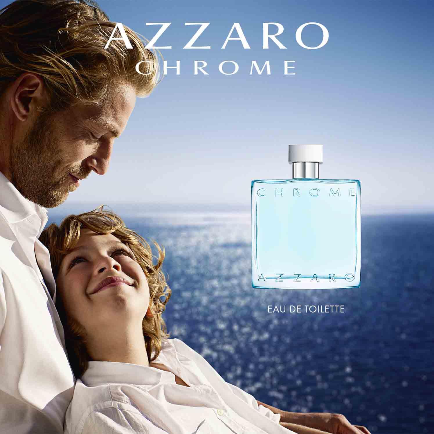 Azzaro Chrome Eau de Toilette Uomo, Profumo Uomo Fresco e Persistente, Fragranza Maschile dalle Note Agrumate e Legnose, Con Foglia di Mate, Bergamotto e Muschio, A Lunga Durata