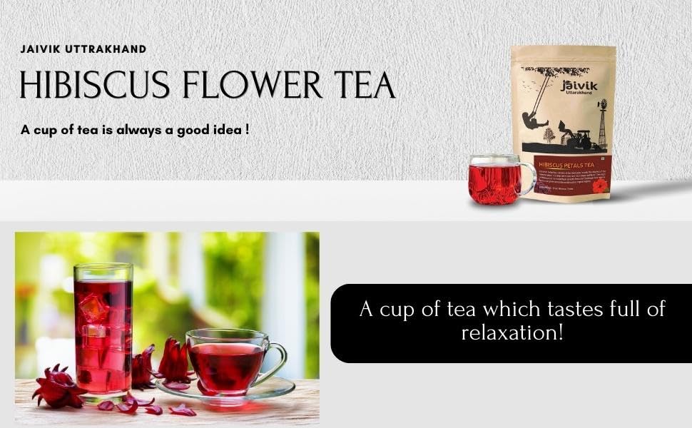 Image of Jaivik Uttarakhand - Chamomile, Hibiscus Tea (100g each), Unique Blend Crafted, Loose Leaf For Chai Lovers Across India, Combo (Pack Of 2)