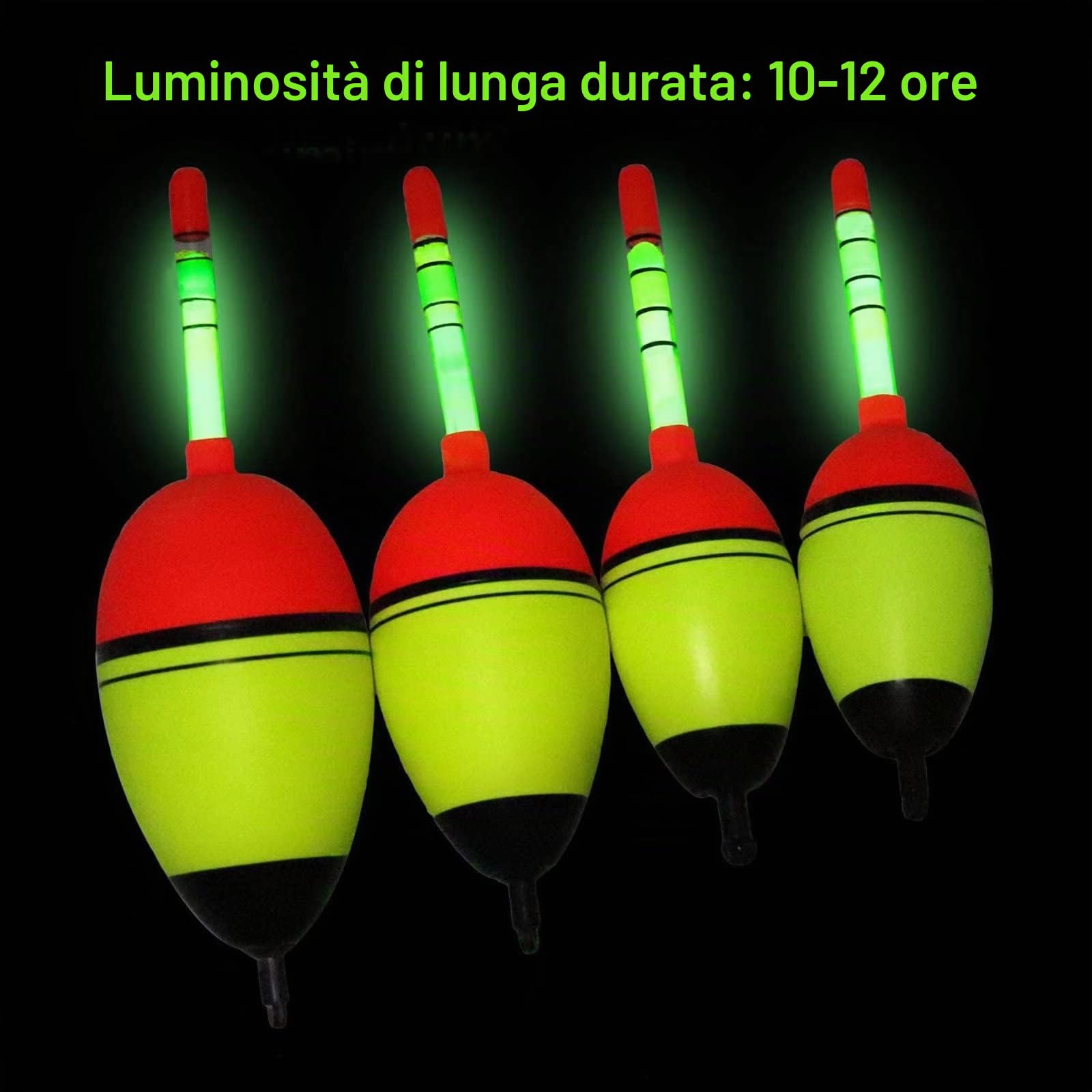 THKFISH Galleggianti da pesca Bobber da pesca luci di pesca 5 pezzi Bobber 5 g/15 g/30 g/40 g con 10 pezzi Bastoncini luminosi