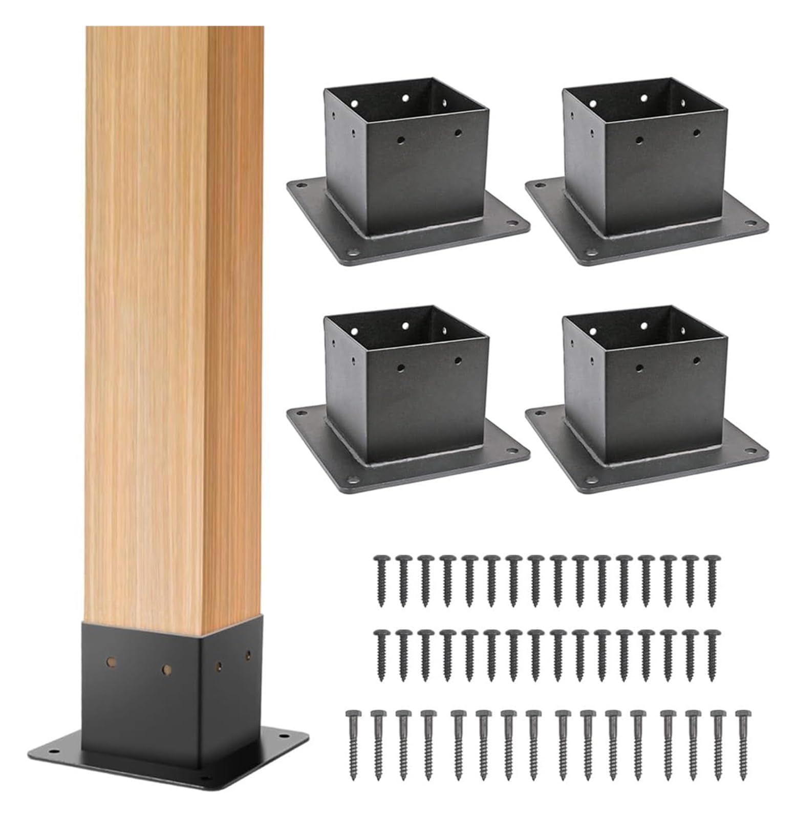 CXGfdghD fence posts， 4x4 Wood Fence Post Base Kit Heavy Duty Thick Steel Brackets with Screws(4pcs)
