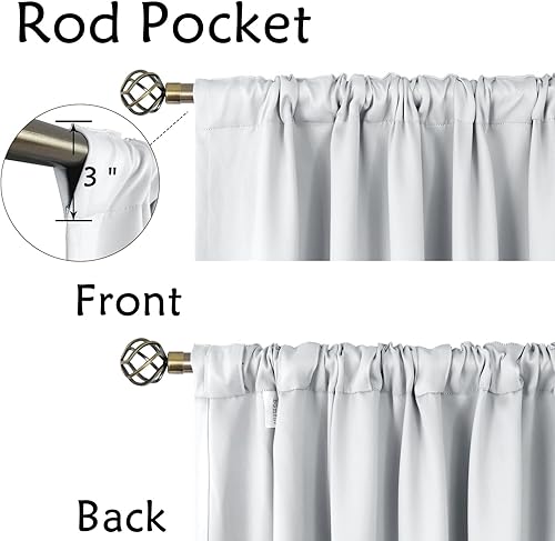 Miniatura 3 de BGment Cortinas blancas de 45 pulgadas para dormitorio, 38 x 45 pulgadas, bolsillo para barra y pestaña trasera, aislamiento térmico, cortinas de