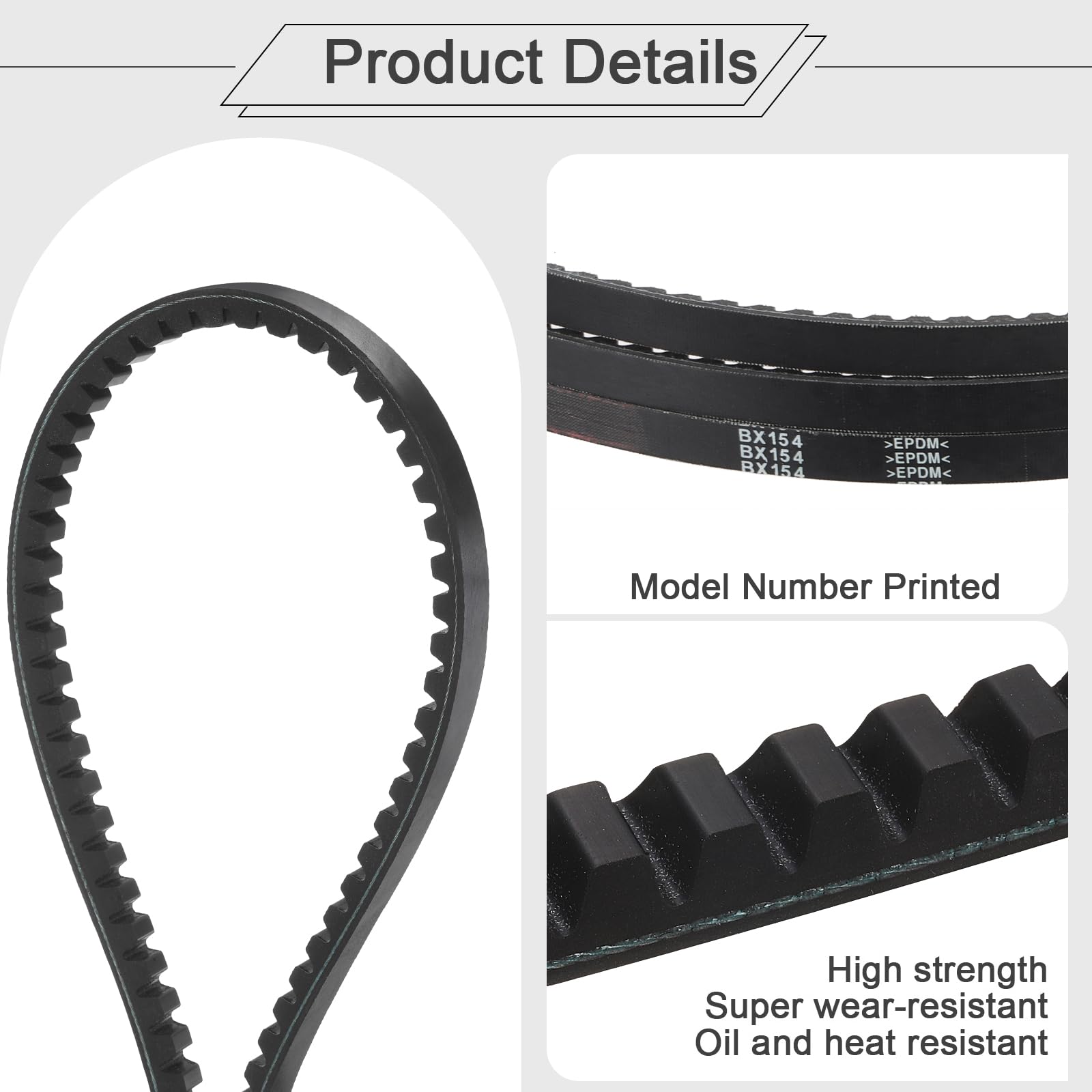 QUARKZMAN BX154 Cinghia A Denti Grezzi In Gomma EPDM A Sezione V 0.67" Larghezza x 154" Circonferenza Interna