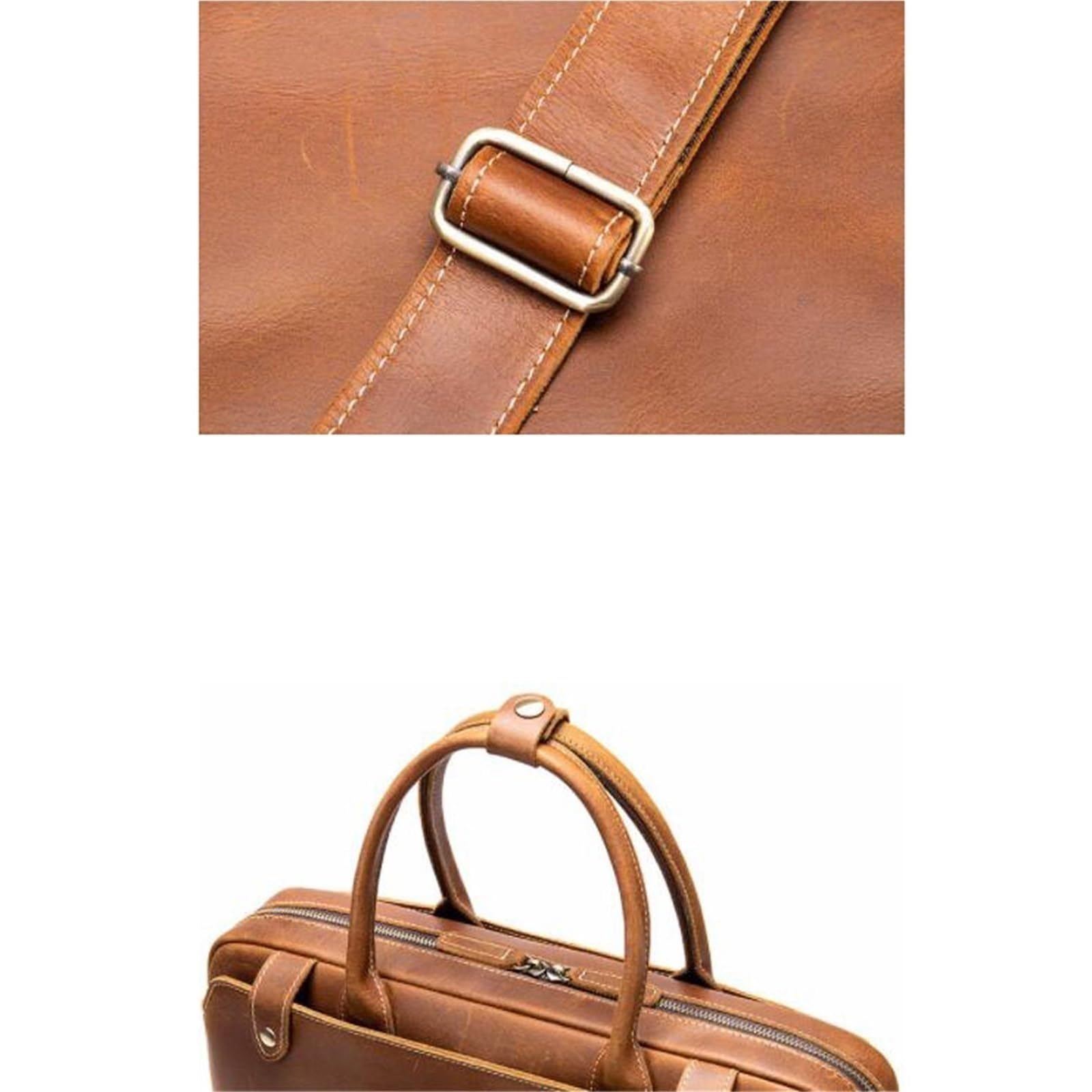 Borsa da lavoro in pelle for uomo, con tracolla e porta laptop da 14 pollici, for viaggi d'affari e lavoro