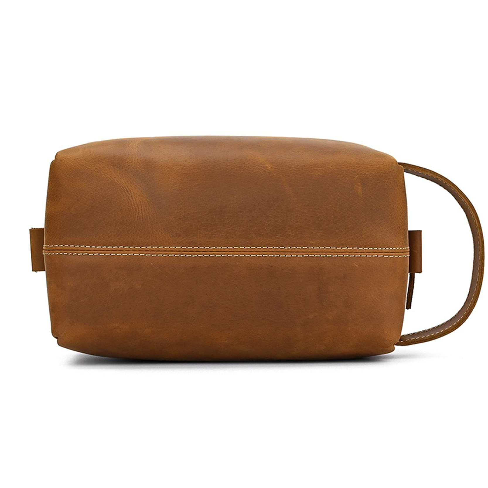 Bolso Aseo Cosmético Maquillaje, VIAJE DE HOMBRES PORTABLE VINTABLE CUERO GENUINO CIENTO DE CUERO Organizador Bolsa de afeitar Caja de maquillaje Cosmetic Bolsa de almacenamiento con correa ideal para
