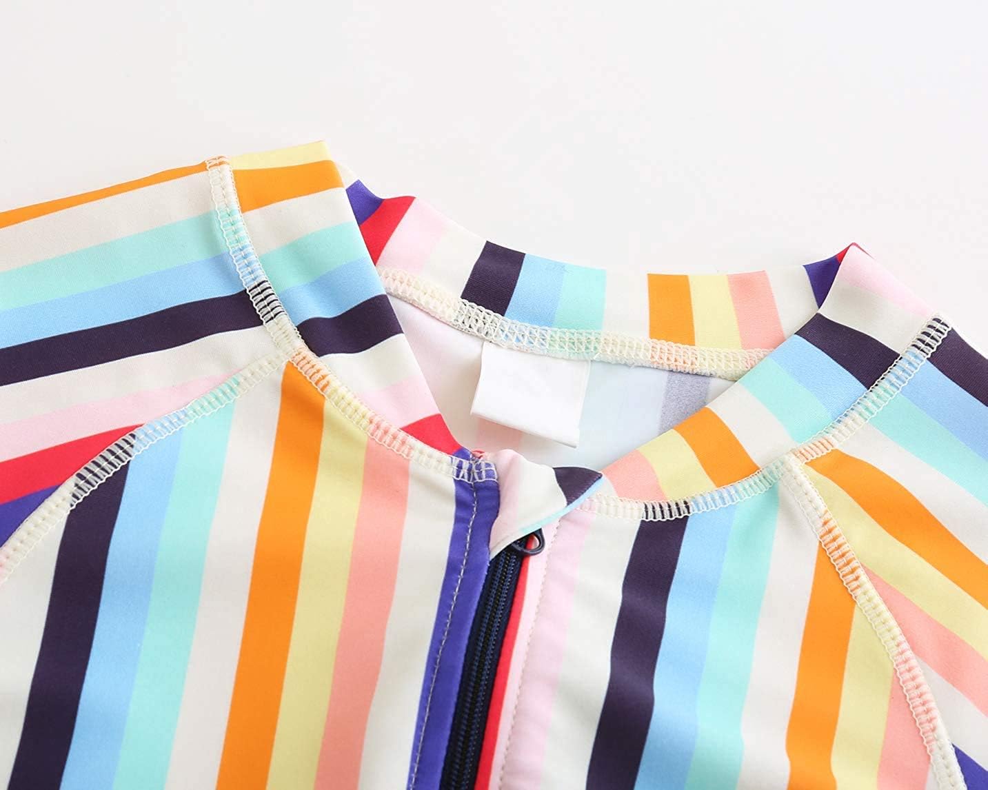 Girls Long Sleeve Rash Guard One Piece Swimsuit Kids UPF 50+ Sun Protection Swimwear Rainbow Striped Bathing Suit 3-14 Years - Image 4