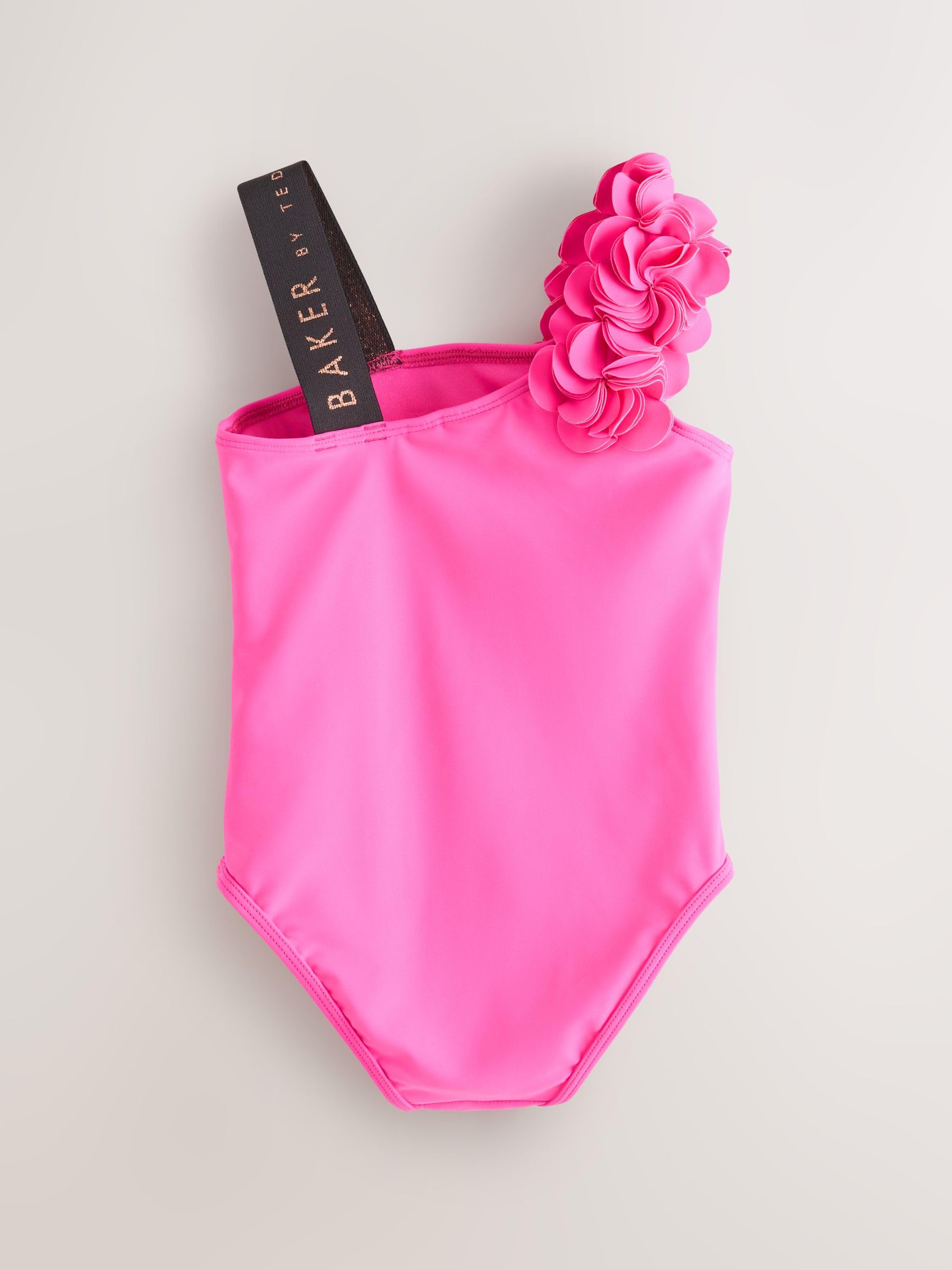 Ragazza Costume da Bagno Monospalla con Stampa Floreale 3D Rosa Fucsia