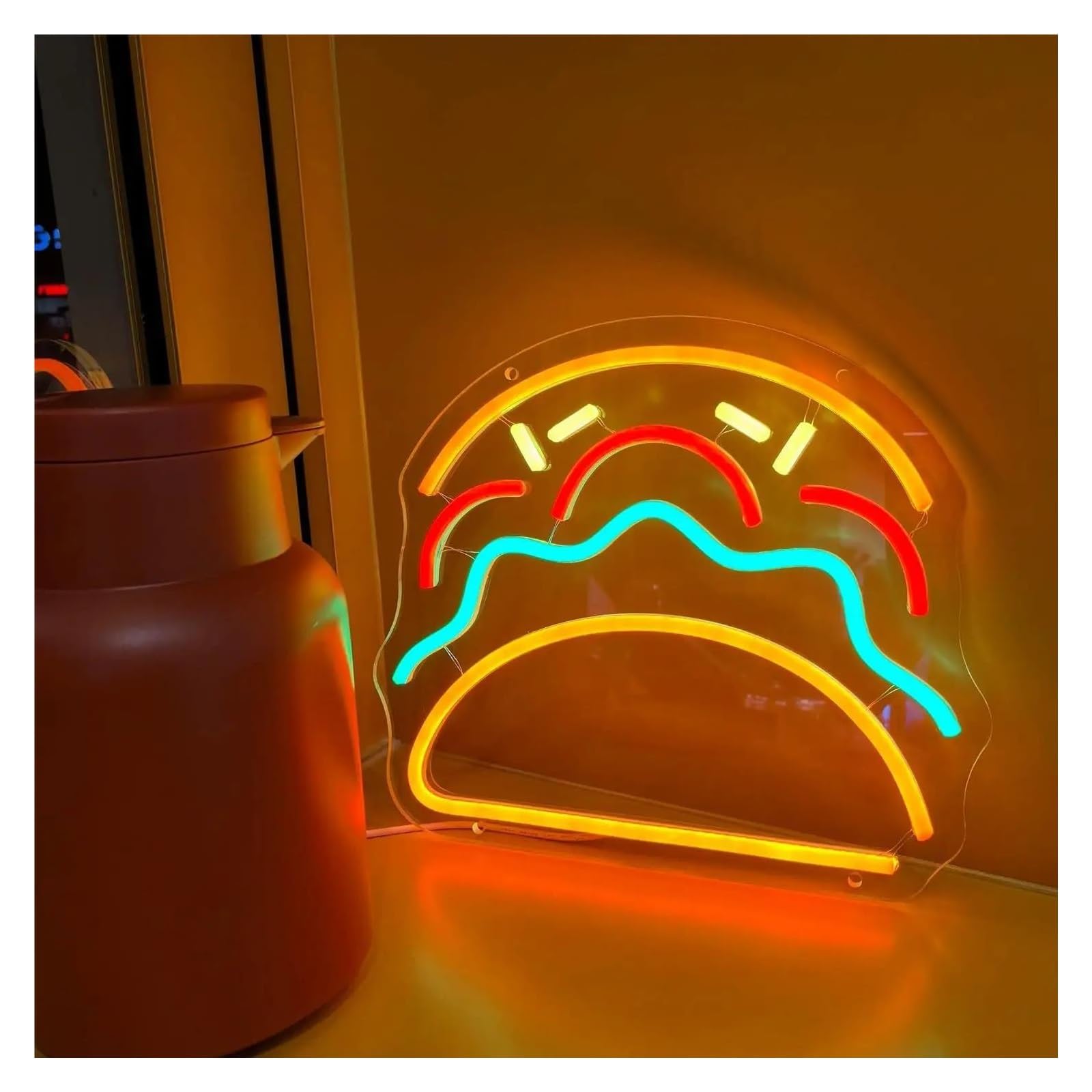LEMST Sign Lamp Burger Neon Signs, Suitable for Restaurants, Suitable for The Decoration of Bars, Food Stores and Pubs 25.4x30cm