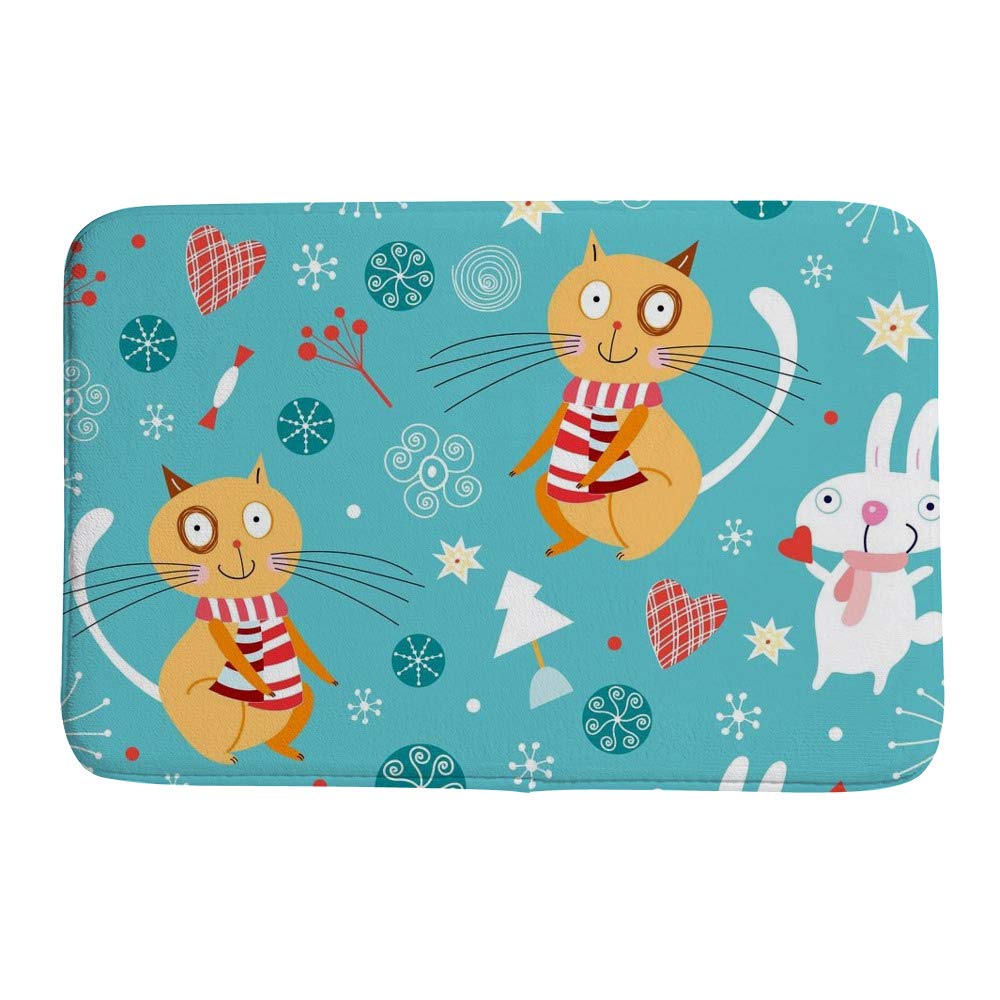 Tapis de bain antidérapant velours corail pour sol mouillé motif mignon
