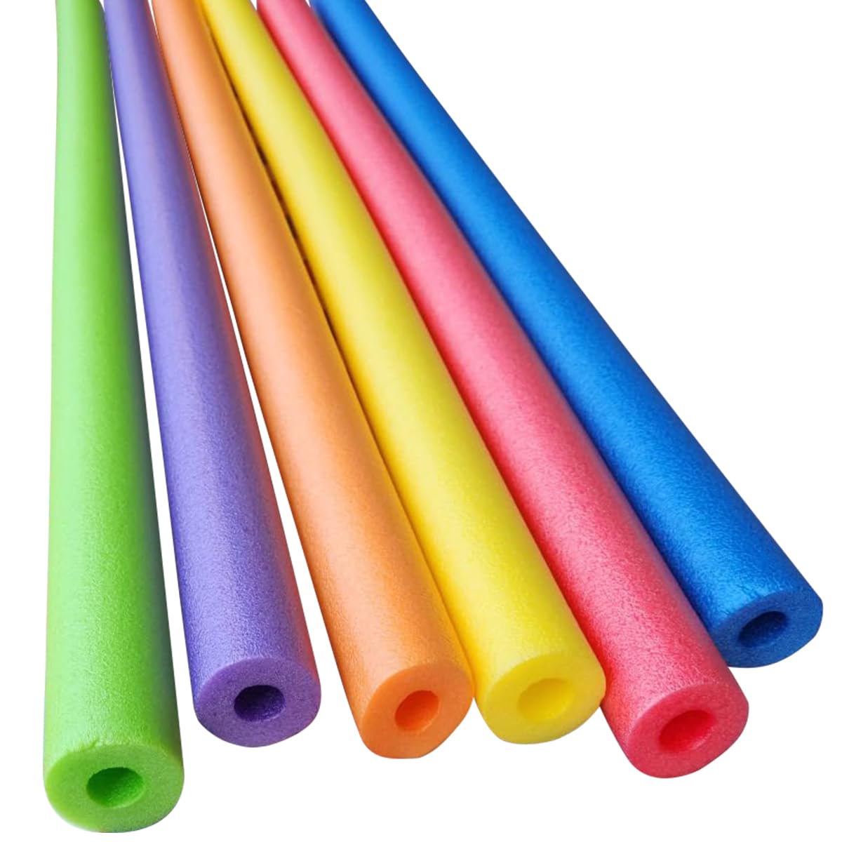 6 Colors Pool Noodles Foam, 47" Soft Large Rainbow Foam Noodle Tube, Hollow Swimming Bulk Floats Pool Toy, loating Training Device, Multi-Purpose,