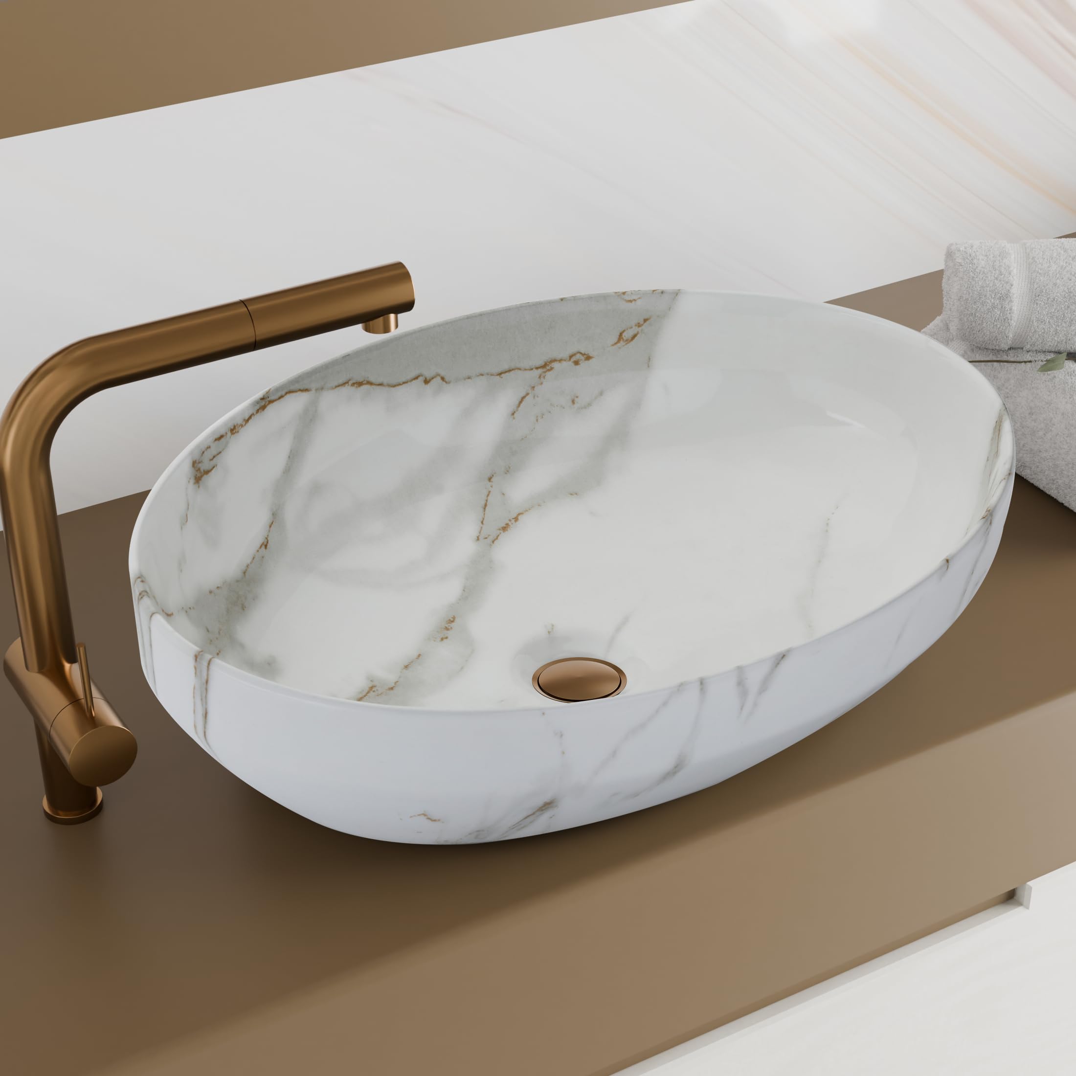 LAPO Basin for Bathroom, Ceramic Tabletop Wash basin, Table Top Wash Basin for Bathroom And Livingroom Décor, Countertop Vessel Sink (White finish, 51x39x14 cm) -A800 (B0DB1M4FBL) Amazon Price History, Amazon Price Tracker