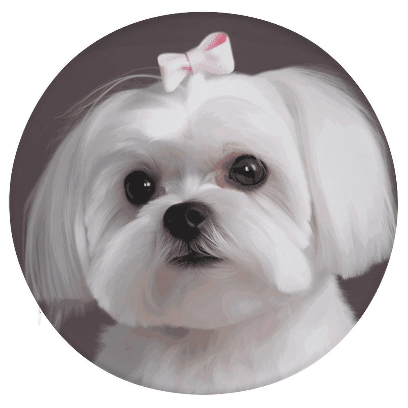Wsoihfec Style Lovely Maltese Dog Seat Cushion Round Chair Pad