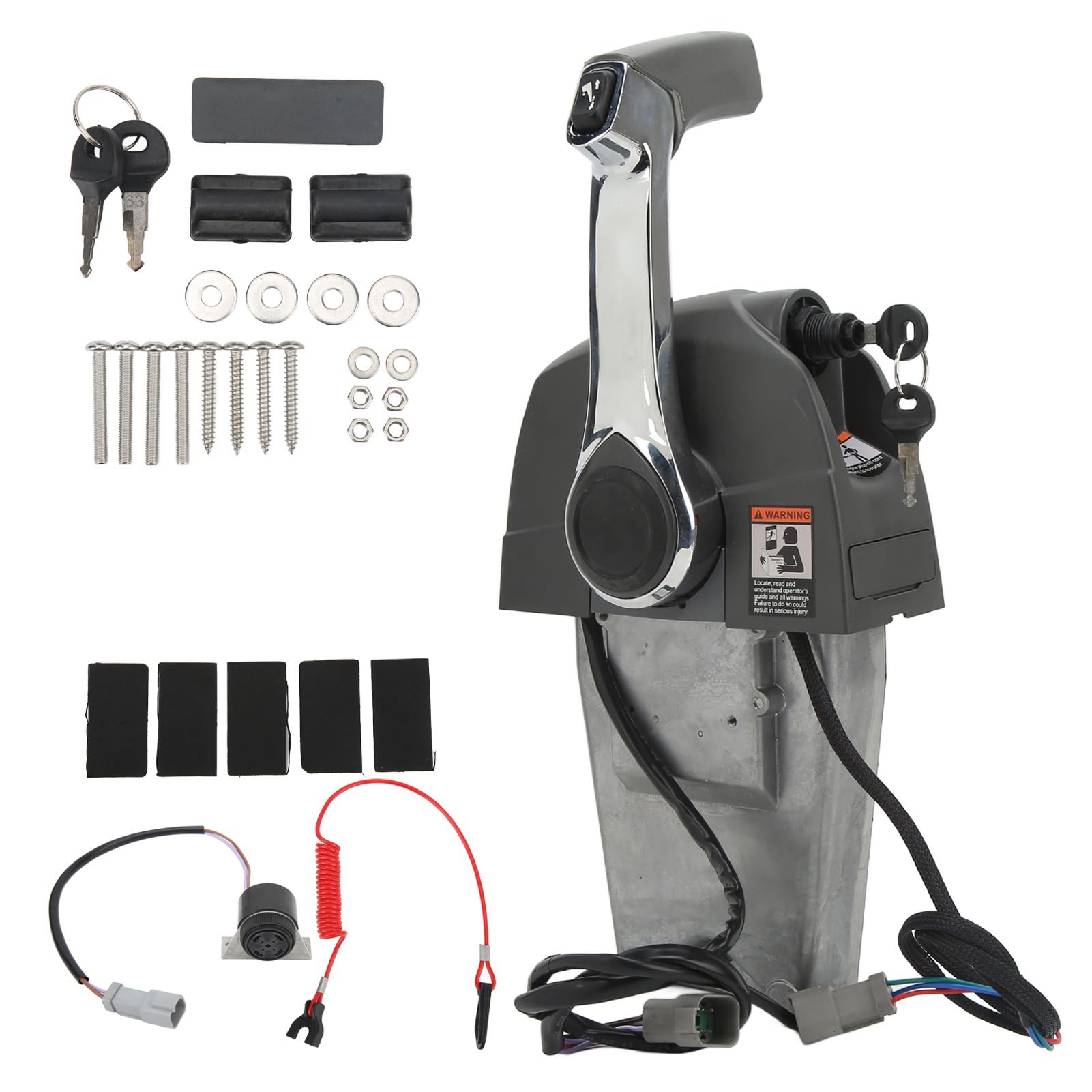 Aramox Boîte de Télécommande de Moteur Hors-bord en Acier Inoxydable ABS, avec Inclinaison de Garniture électrique, Friction de Ralenti Rapide pour Hors-bord