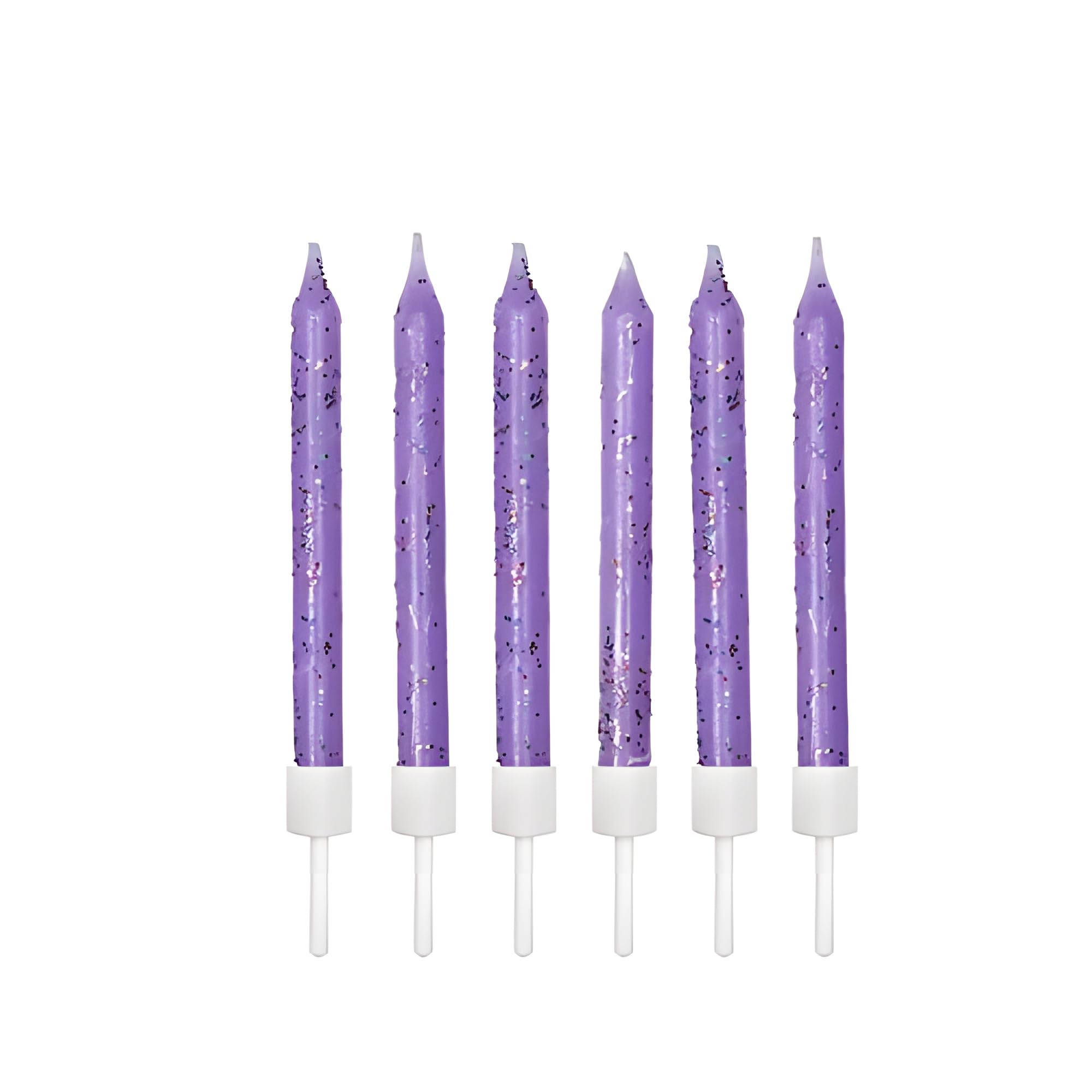 Anniversary House Lilac Glitter Birthday Candles Set of 12 - with Holders 7.5cm - Premium Cake Toppers for Birthday Decorations, Anniversary & Celebration - Elegant Birthday Candle Pack