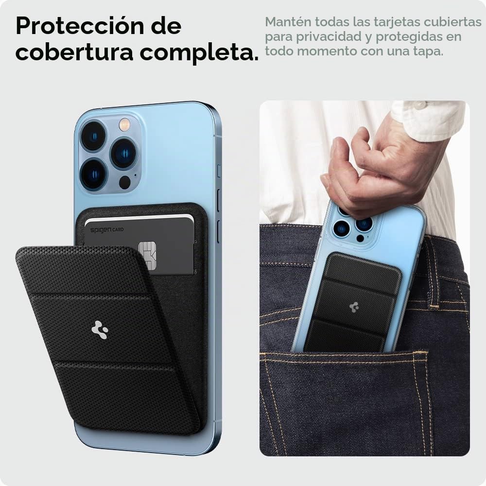 Spigen Cartera MagSafe Smart Fold MagFit Tarjetero Magnético Compatible con iPhone 17/16/15/14/13/12 MagSafe Wallet - Negro