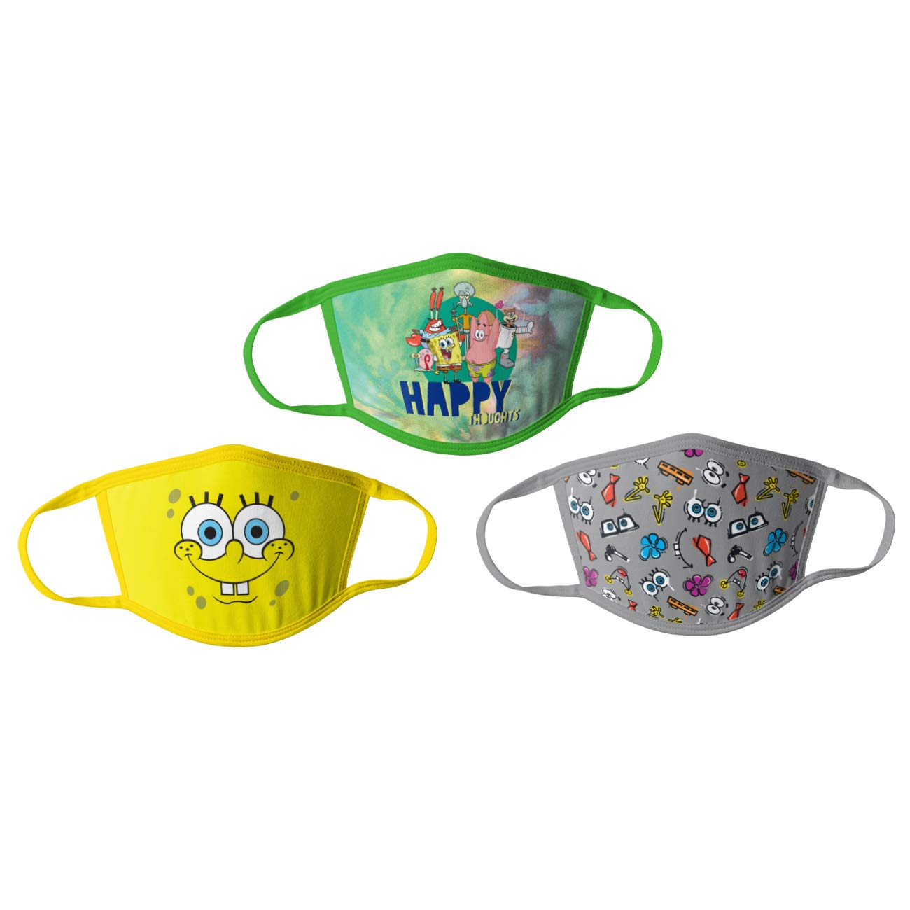Spongebob Kids Cloth Face Masks Pack of 3 Multipack Washable Reusable Non-Medical