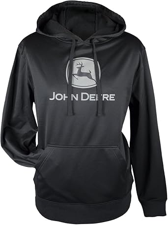 John Deere Black Performance Polyester Hoodie Sweatshirt