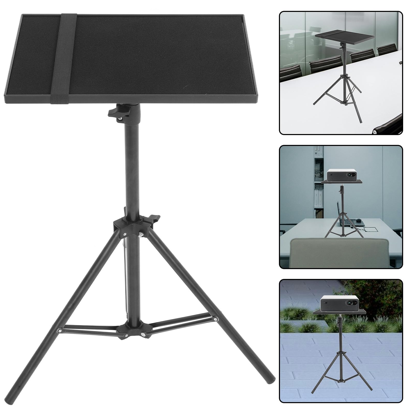Cabilock Soporte para Proyector Trípode Práctico de Aleación de Aluminio 0,6 M Negro Bandeja para Portátil y Tabletas Adecuado para Presentaciones y Reuniones Profesionales