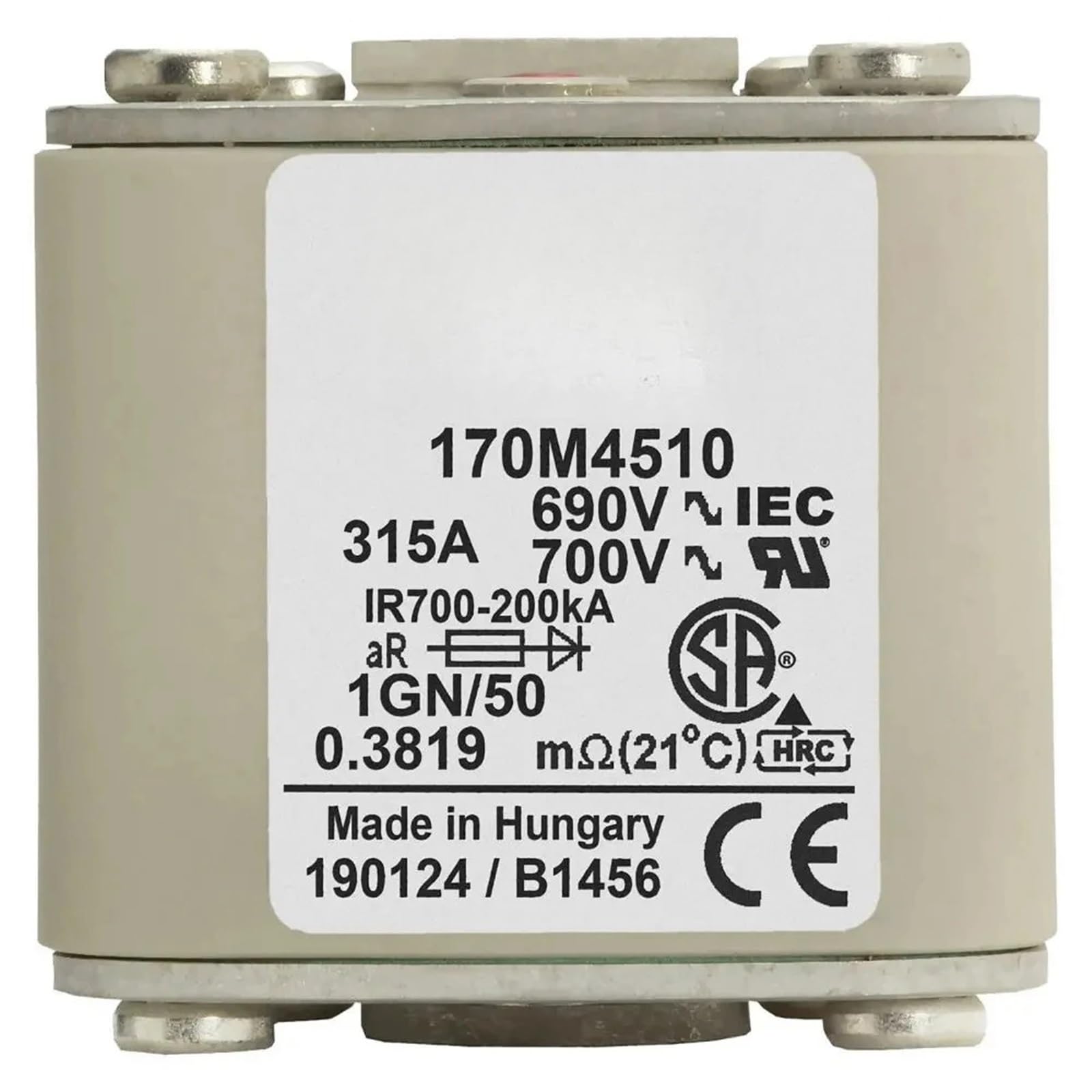 Fuse 170M4511 et cartouches 170M4508 à 170M4519 pour protection de puissance