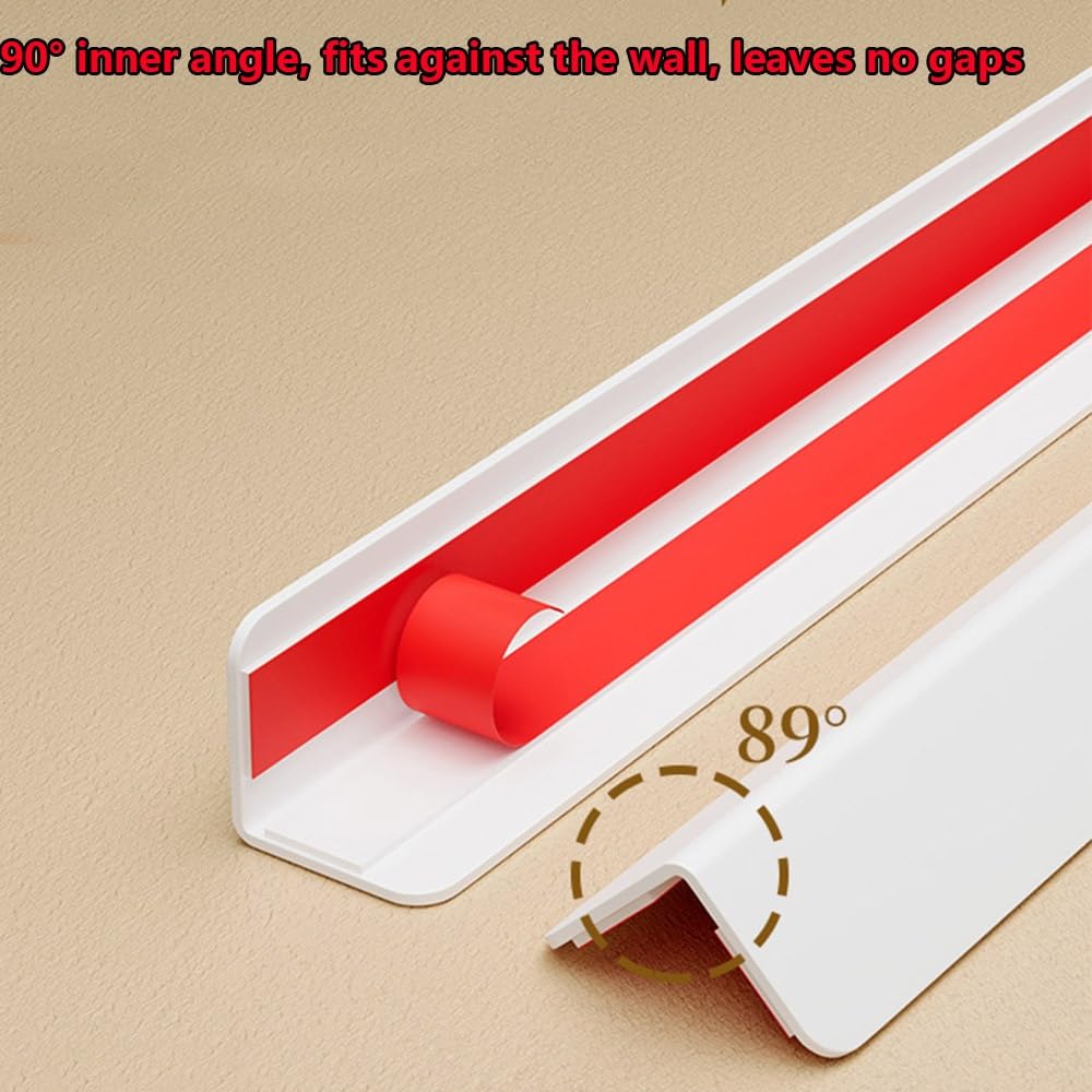 Protection d'angle murale en PVC en forme de L - Bande autocollante anti-collision pour plinthe de fenêtre, blanc - A-L 100 cm (39 cm)