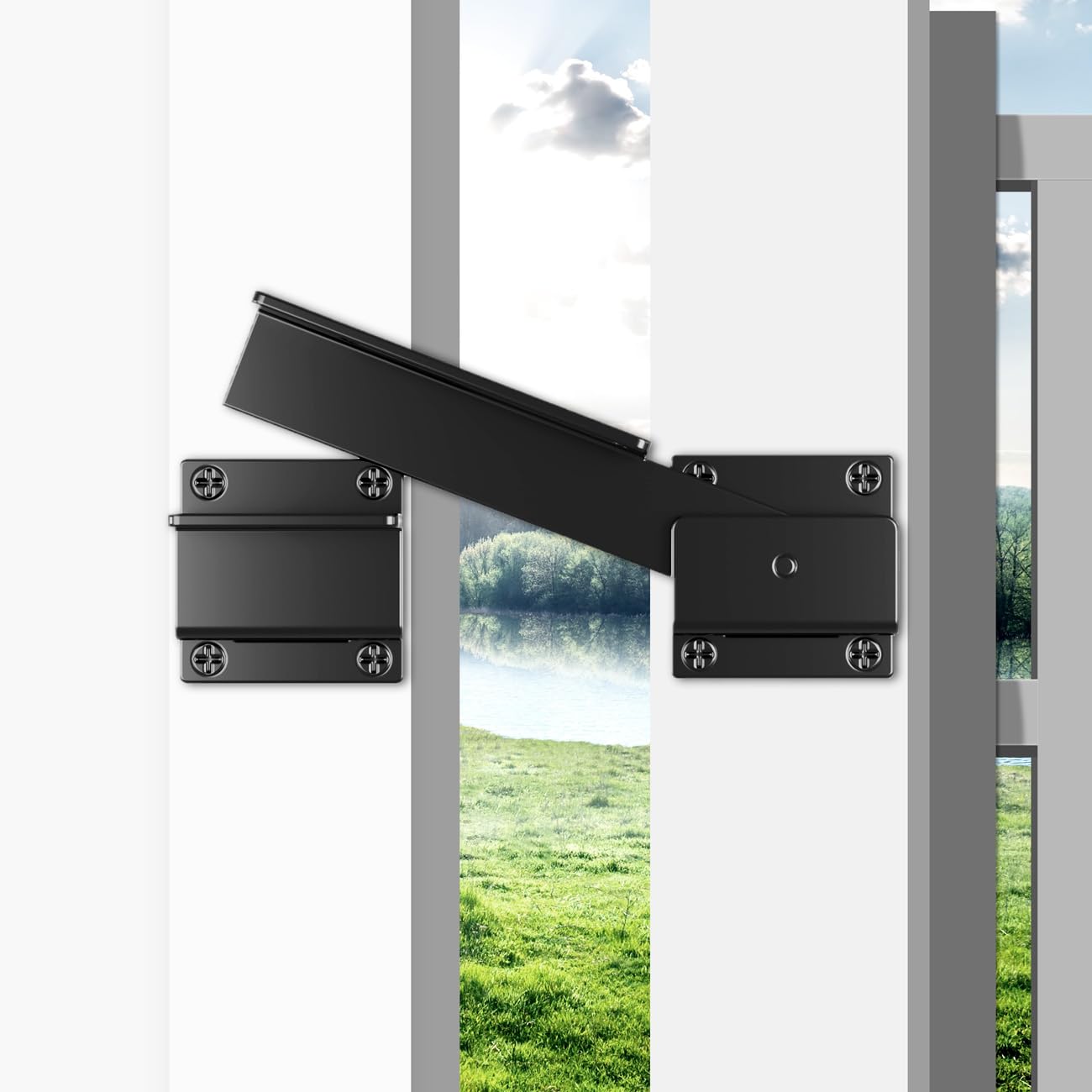 SMARTSMITHUpgraded Solid Carbon Steel Vinyl Gate Latch Lock, Matte Black Finish, 1/8” Thick, Adjustable for Swing Sliding Doors, Wood Fence Barn Door Shed, Garage, Yard 2 Pack, Padlock Included