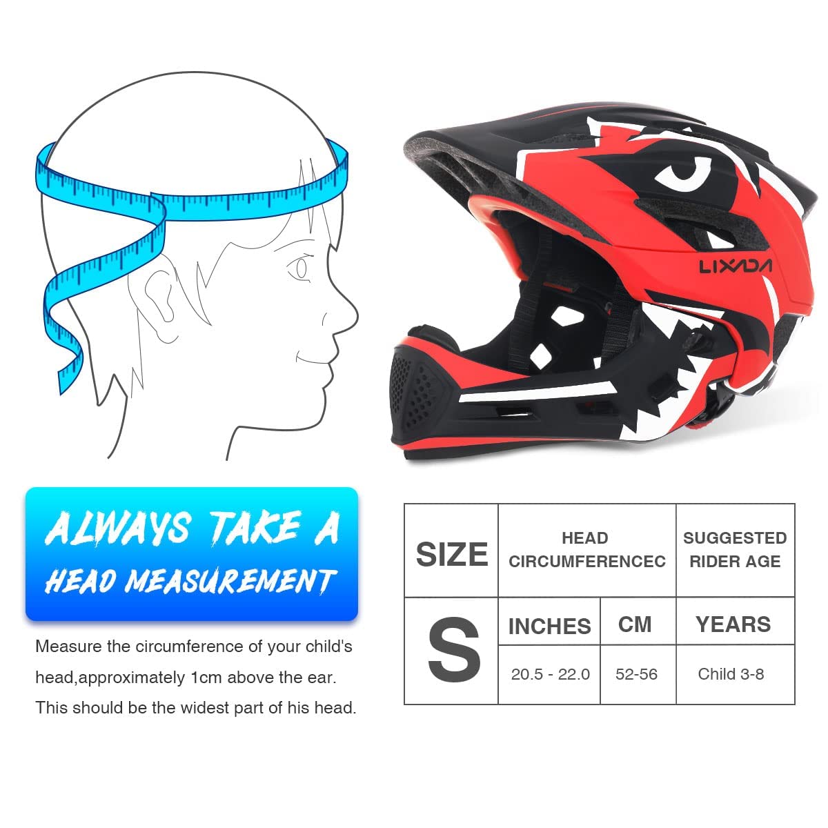 Lixada Casco desmontable de cara completa para niños, casco de seguridad deportivo para ciclismo, patinaje, patinaje sobre ruedas