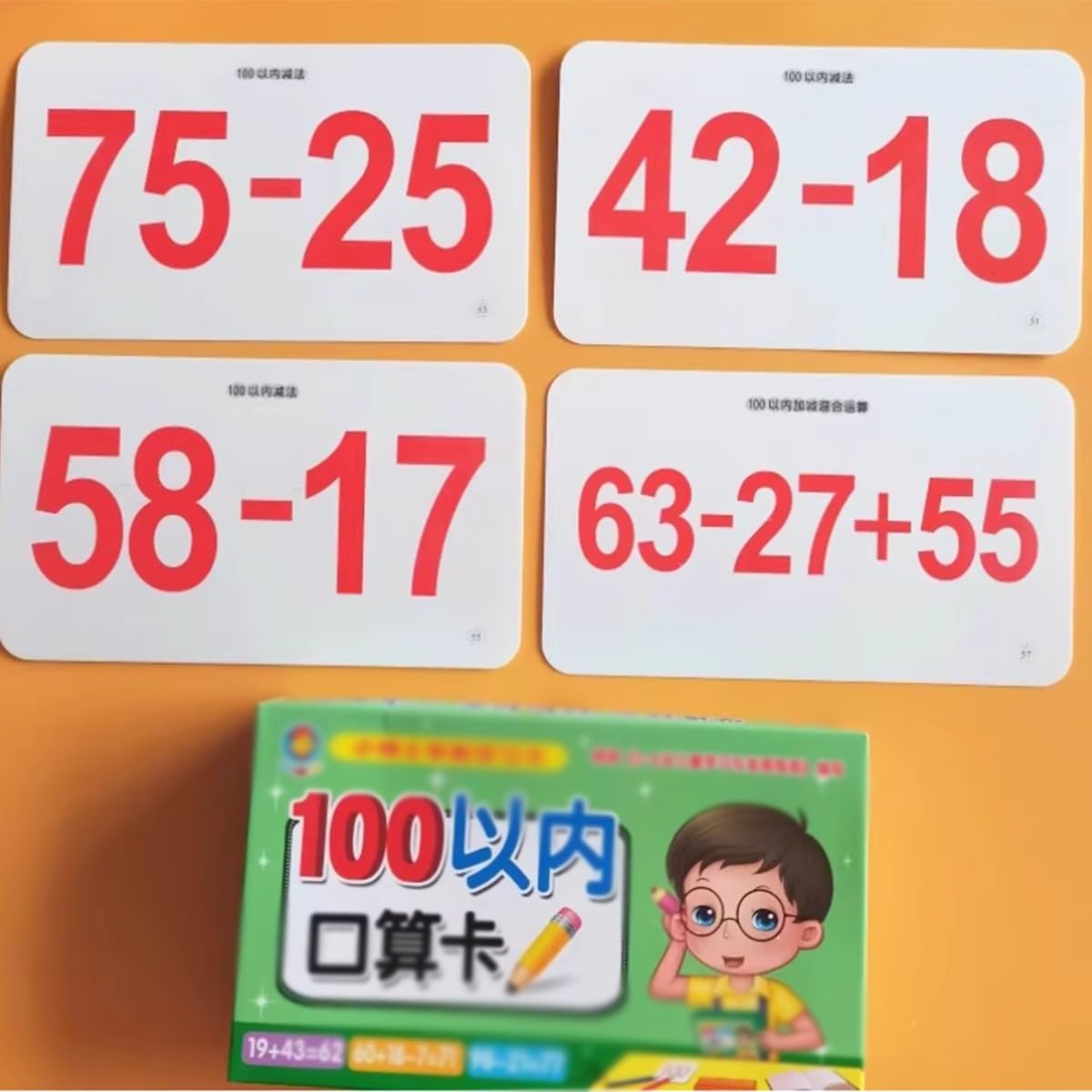 Tarjetas de Memoria numéricas, Tarjetas de matemáticas con Anillos, Suma y resta hasta 100 for Profesores de Aula y educación en casa.(Add+Sub Within 10/20/50/100)