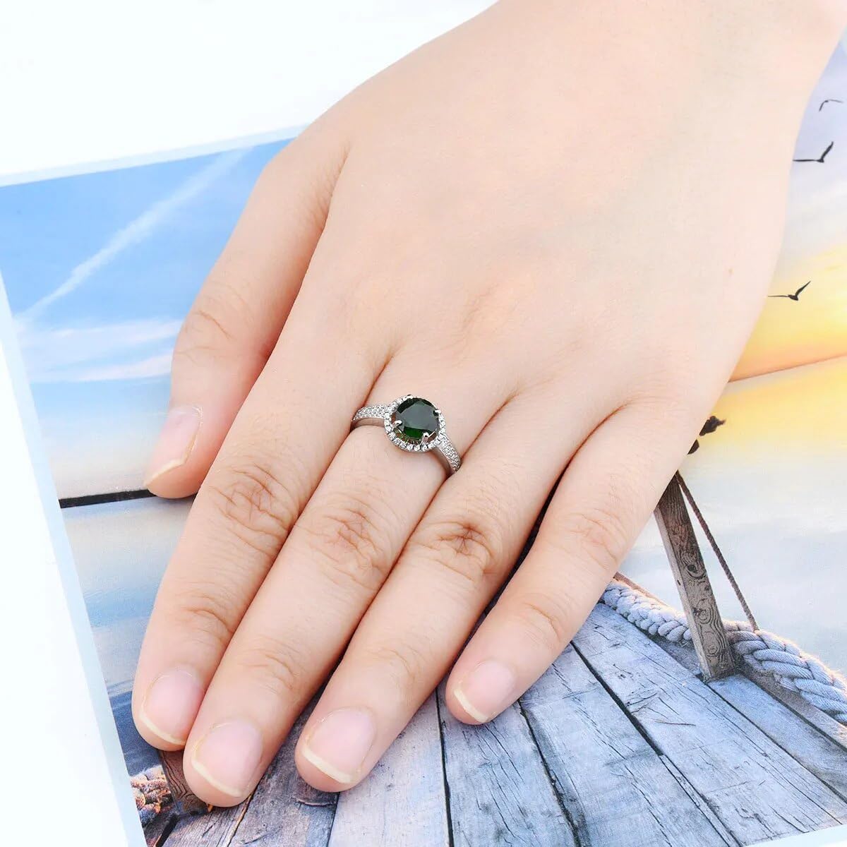 Natural Chrome Diopside 925 Sterling Silver Ring 1.507 Carats Gemstone Fine Jewelry for Wedding SSS-2912