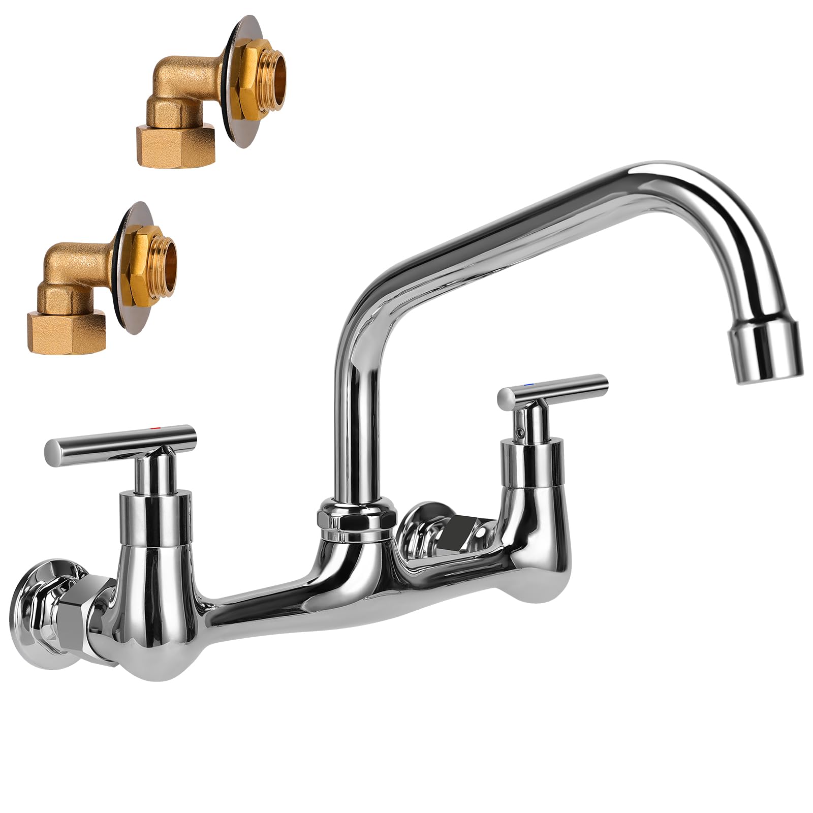 Airuida Wall Mount Kitchen Faucet With Sprayer Wall Mounted Kitchen Sink Faucet Double Cross Handles 360 Degree Swivel Spout Restaurant Mixer Tap Commercial 8 Inch Center Matte Black Brushed Nickel Airuida Wall Mount Kitchen Faucet With Sprayer Wall Mounted Kitchen Sink Faucet Double Cross Handles 360 Degree Swivel Spout Restaurant Mixer Tap Commercial 8 Inch Center Matte Black Brushed Nickel