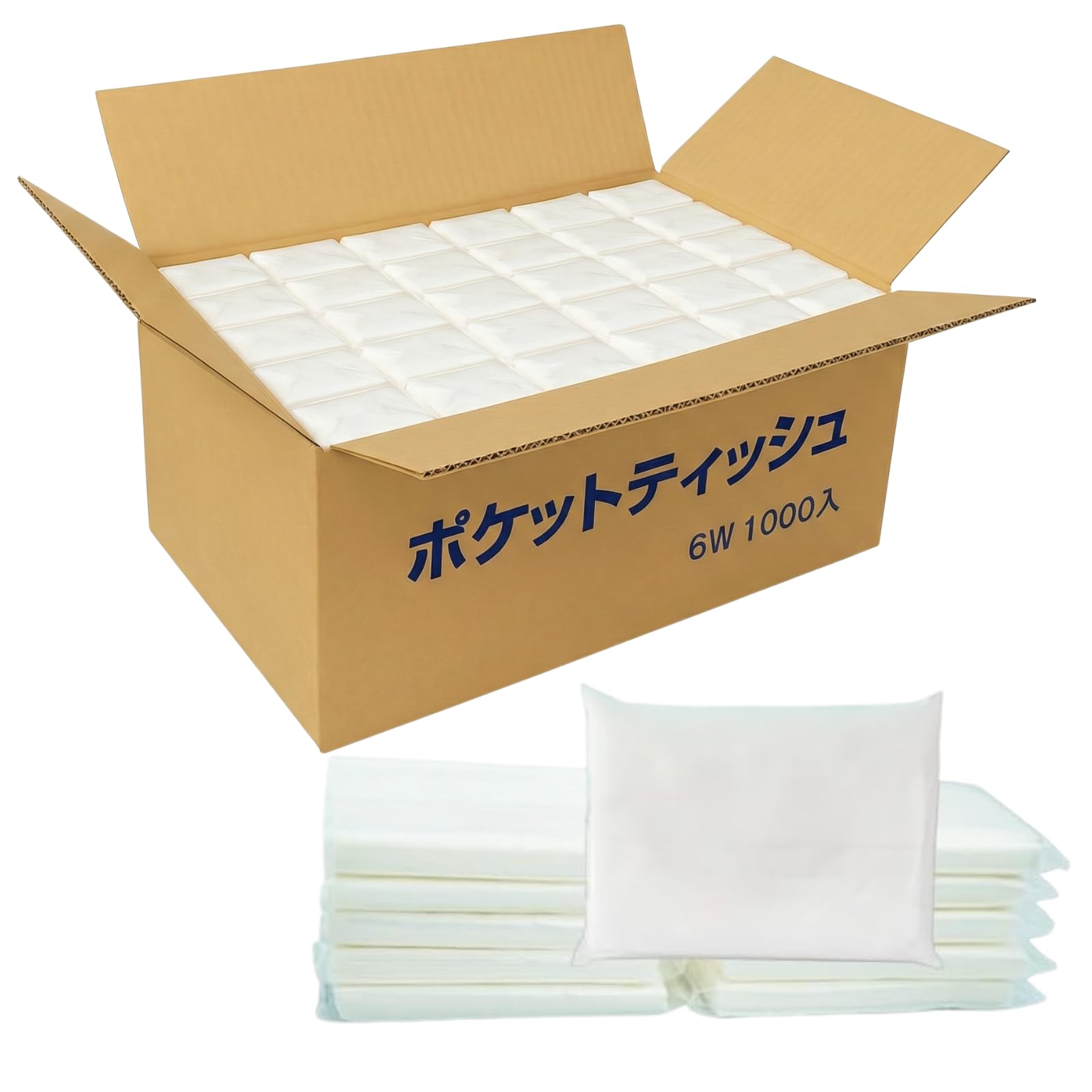 Amazon.co.jp: ポケットティッシュ 1000個入り 6W（1袋2枚重ね6枚入り