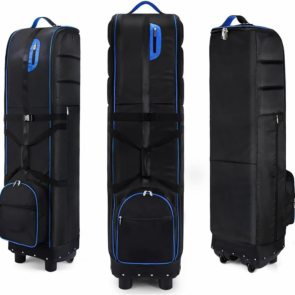 Golf Travel Bag - Airline Soft Side Golf Travel Bag with Shoe Compartment and Lockable Zipper, 2 Sturdy Wheels, Portable Foldable Golf Club Travel Case, Universal Size