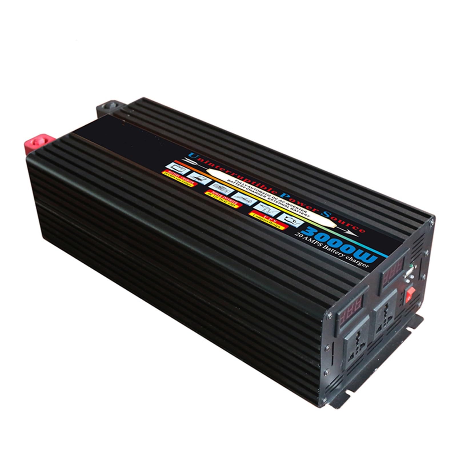 UPS de Onda corregida de 3000W con Sistema de alimentación ininterrumpida y función de Carga con medidor de Pantalla LED (Size : 12V 220V)