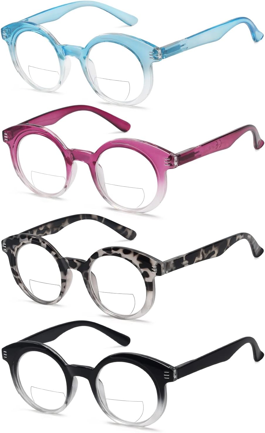 Eyekepper 4-pack Bifocal Reading Glasses for Women Small Round Bi-focal Readers