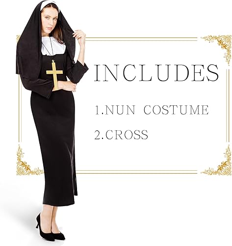 Miniatura 5 de HPMNS Nun Costume for Women - Nun Costume Set Classic Nun Costume Outfit Halloween Dress Up Party Role Play Costumes