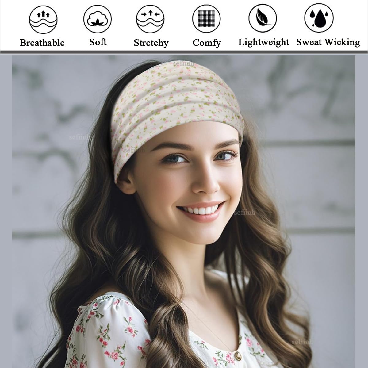 Sefiinh Fasce larghe per capelli da donna, elasticizzate, bohémien, fascia per capelli da donna, turbante, accessorio per allenamento, confezione da 6