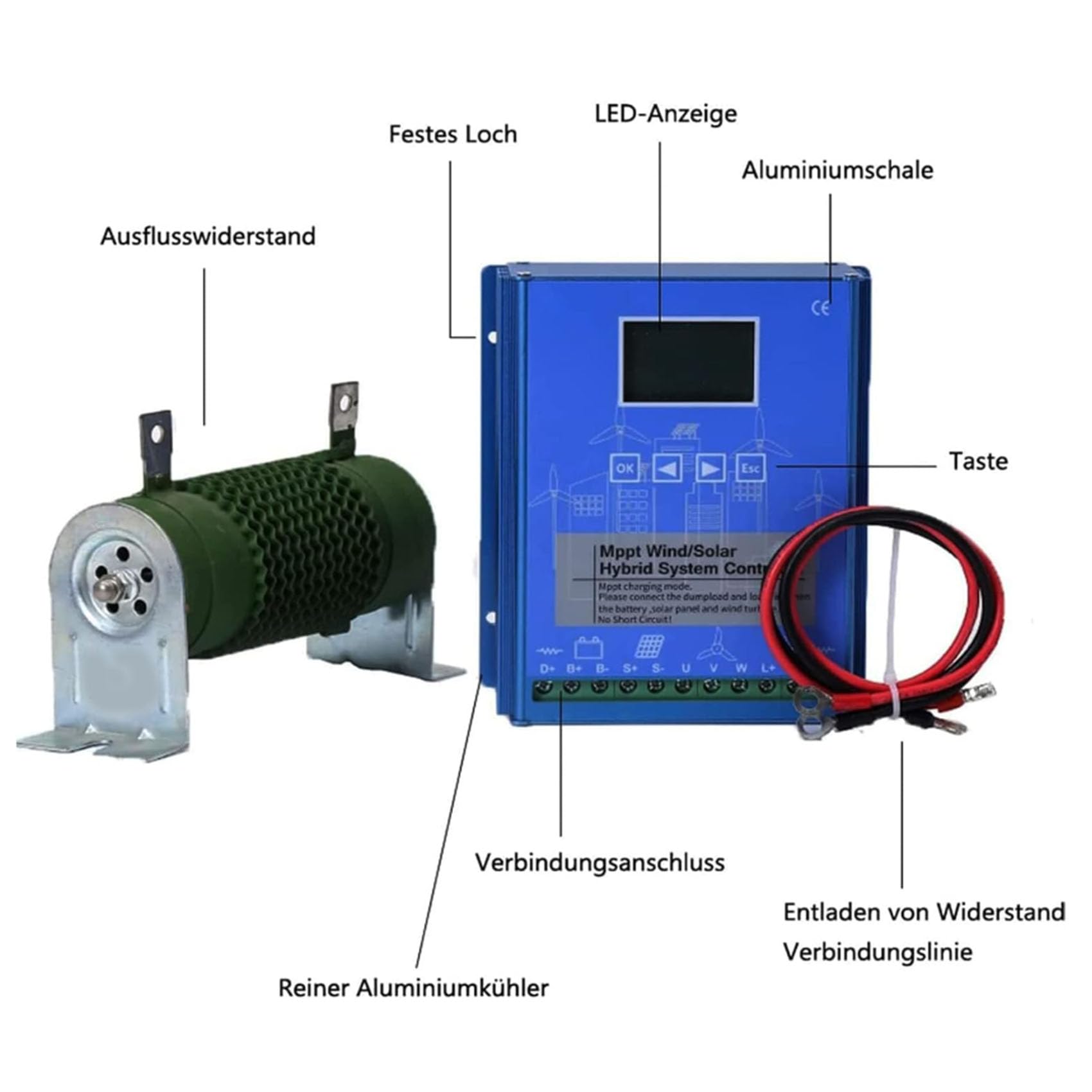 Blue,220V,HYZHANHONG Hybrydowy kontroler ładowania wiatrowo-słonecznego, kontroler ładowania wiatrowo-słonecznego 1400 W, automatyczny kontroler ładowania akumulatorów 12 V-220 V poza siecią