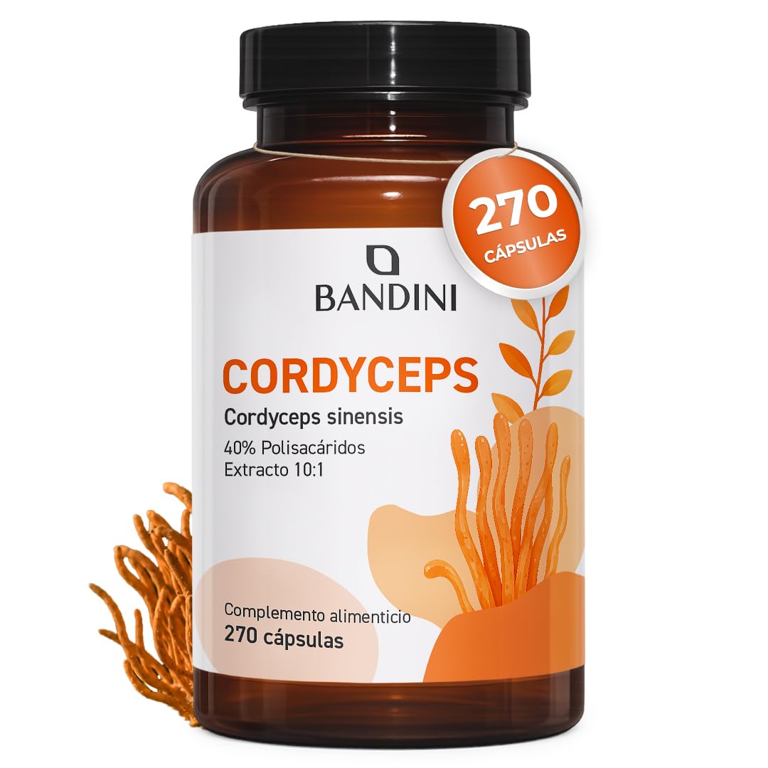 Bandini® Cordyceps Sinensis | Dosis Alta: 6.500 mg - 270 Cápsulas Veganas | Extracto Natural CS-4 10:1 con 40% Polisacáridos Bioactivos | Hongo oruga Energizante y Vigorizante | Sin Aditivos, Vegano