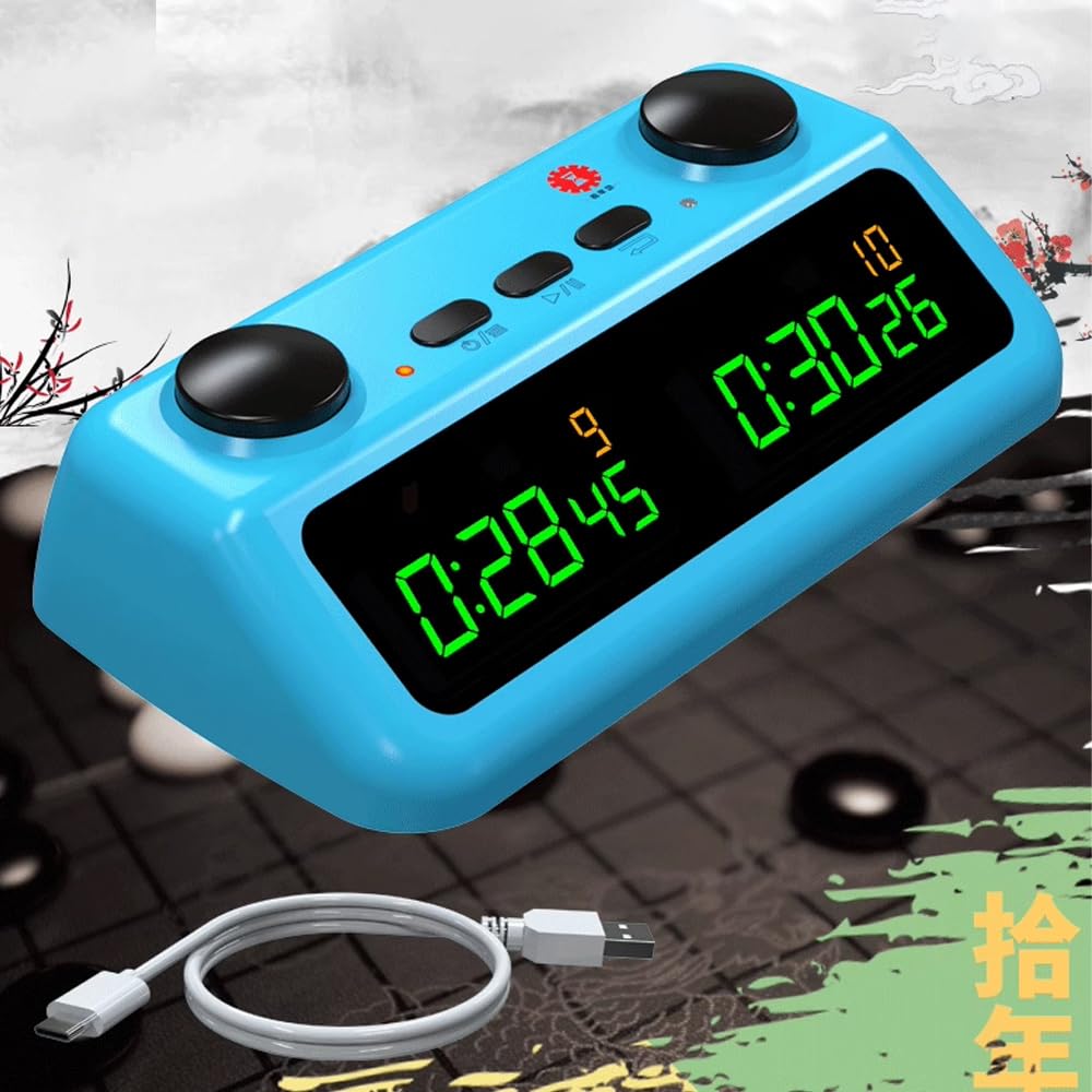 Orologio per Scacchi con Display Ad Alta Definizione e Ampio Schermo a LED con Batteria Al Litio Ricaricabile Incorporata, Timer per Scacchi e Go
