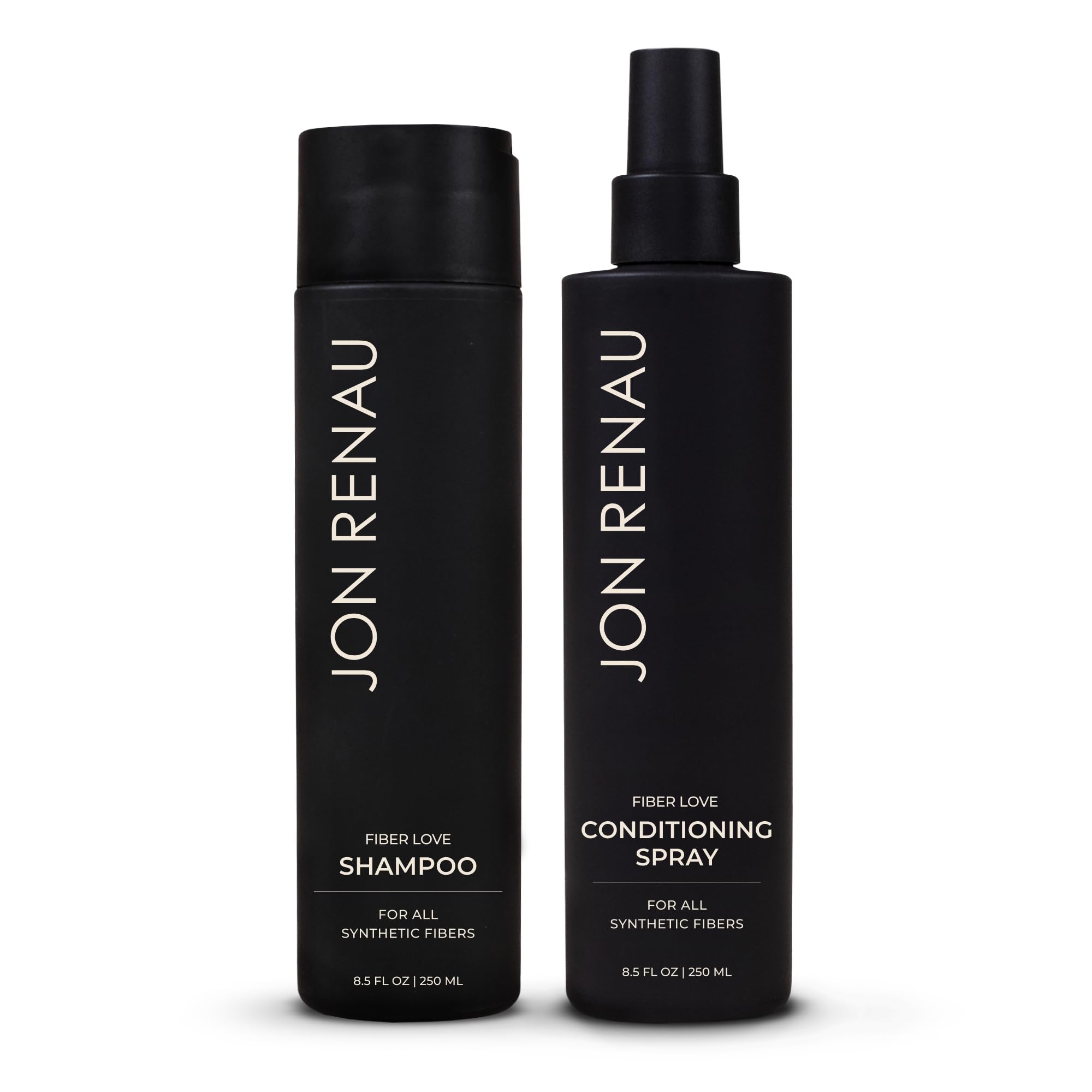 Jon Renau Fiber Love Wig Care Bundle, Synthetic Wig Shampoo and Leave In Conditioning Spray, Sulfate and Paraben Free Wash and Detangling System for Synthetic Wigs and Hair Extensions