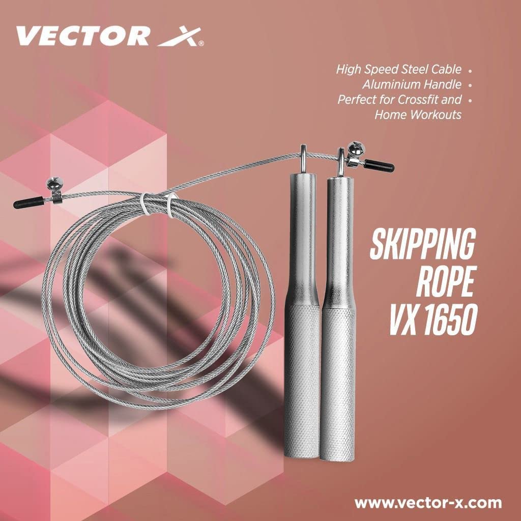 Vector X Springseil aus Stahl, Speed-Springseil mit Aluminium-Griffen, Fitness, Zuhause, Fitnessstudio, Seilseil für Krafttraining