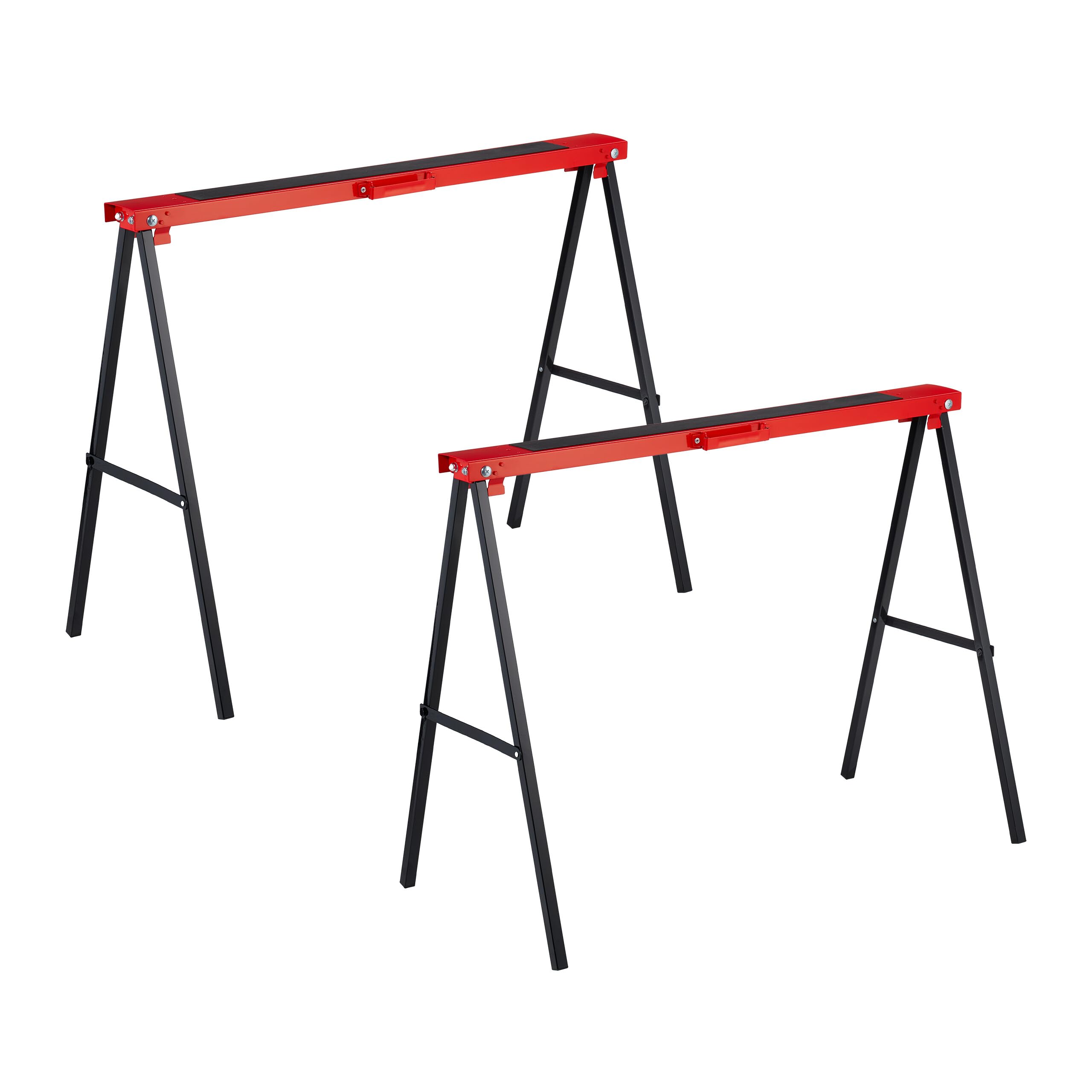Relaxdays Tréteau de Travail, 2 pièces, Pliable, 100 kg, HxLxP : 78 x 100 x 49 cm, tréteau Polyvalent, Acier, Rouge/Noir