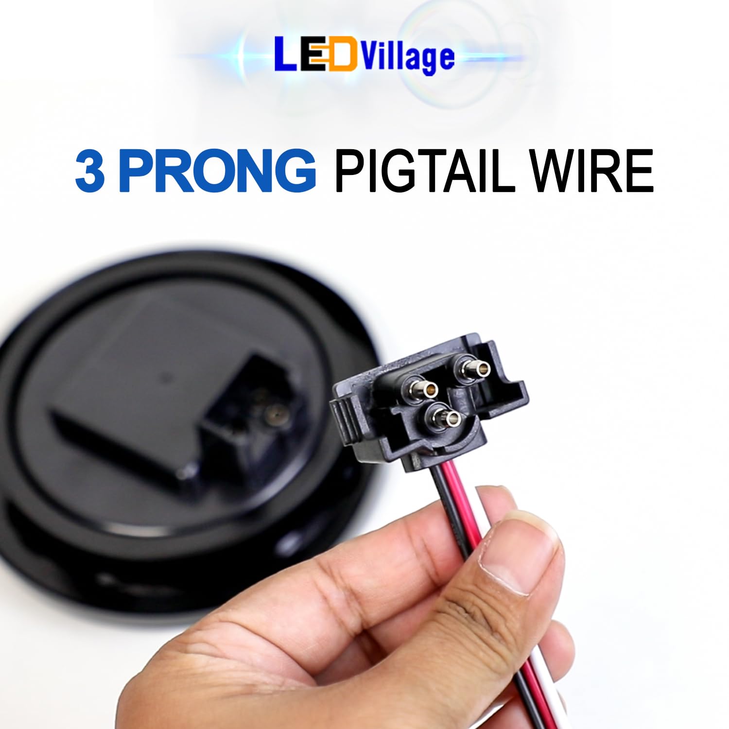 20X Truck Trailer Molded 3 Prong Pin Pigtail Harness Plug 3-Wire Right Angle for Stop Turn Tail Brake Backup Light